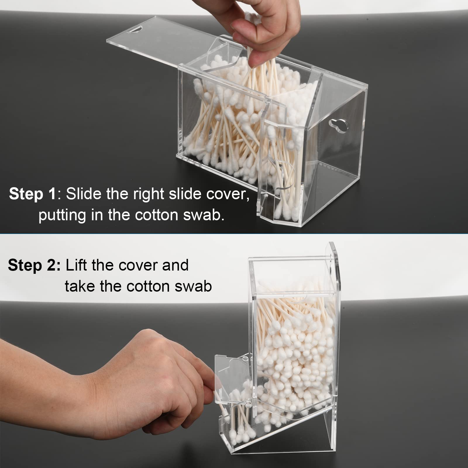 Beautyflier Qtip Dispenser Cotton Swab Holder, Large Acrylic Q Tip Dispenser Storage Organizer Modern Containers Countertop Deco