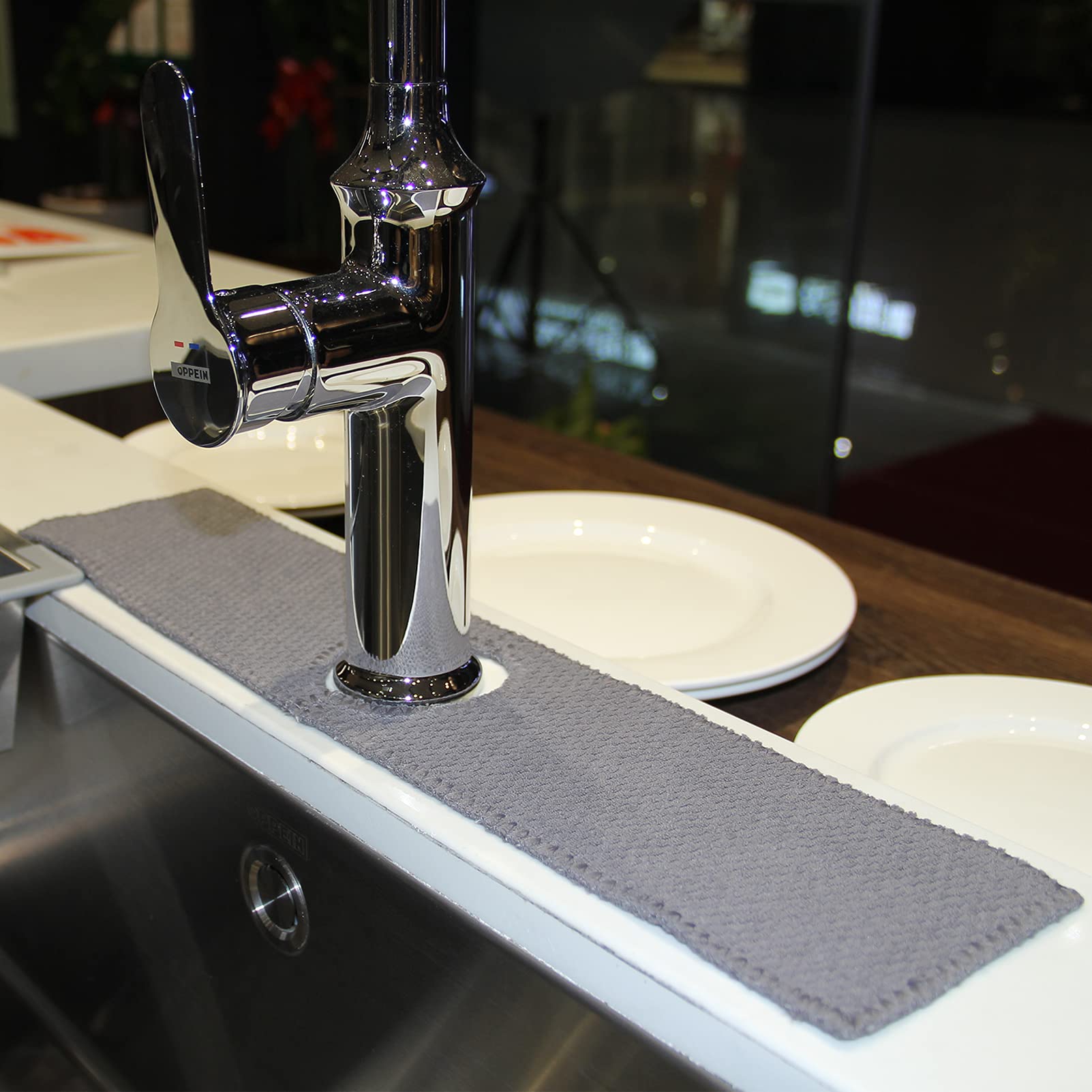18 ' ' Kitchen Faucet Absorbent Mat, Sink Splash Guard, Microfiber Faucet Handle Drip Catcher, Kitchenguard Tray, Water Drying P