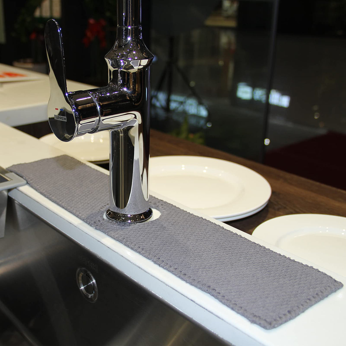 18 ' ' Kitchen Faucet Absorbent Mat, Sink Splash Guard, Microfiber Faucet Handle Drip Catcher, Kitchenguard Tray, Water Drying P