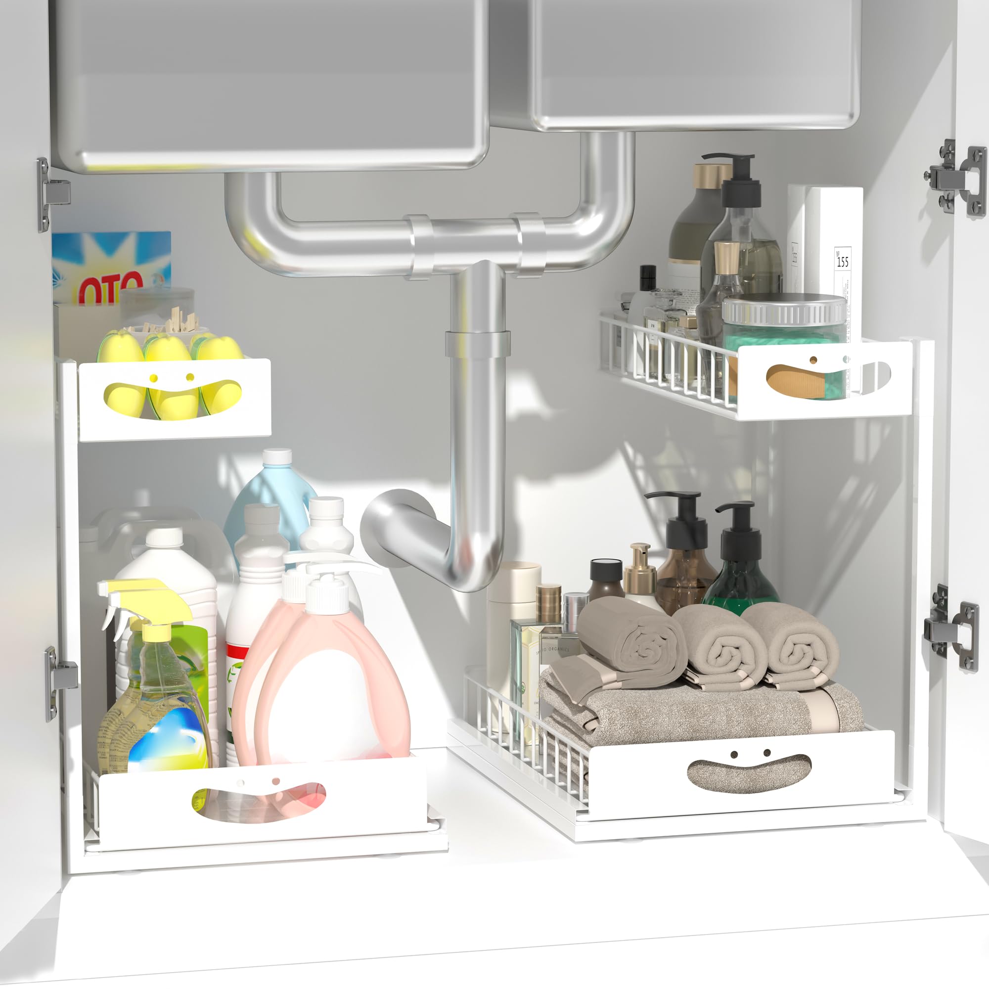 Uninol Under Sink Organizer with PullOut Drawers,Kitchen Sink Organizer,2 Tier Bathroom Organizers And Storage,Bathroom Accesso