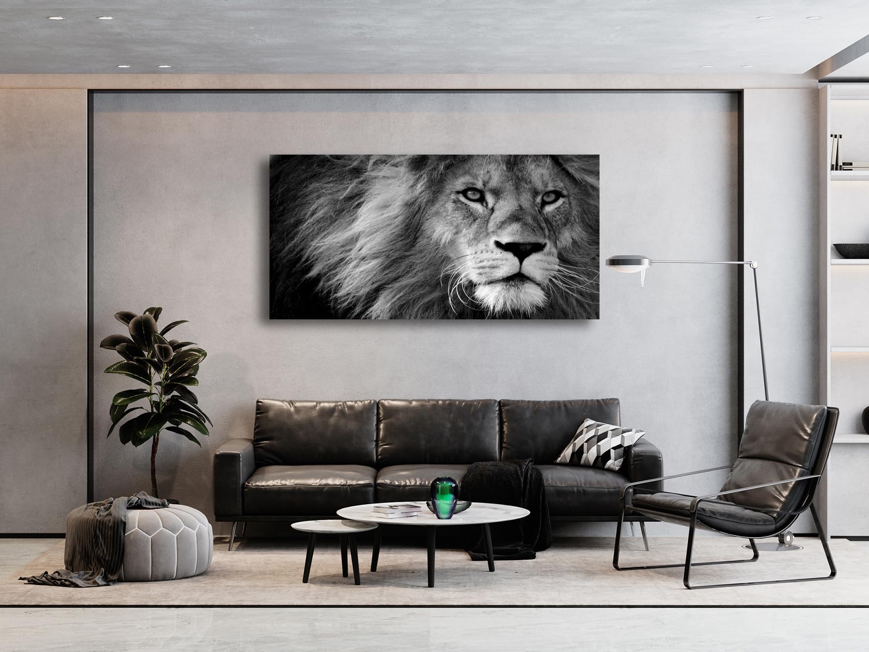 Modern Giclee Canvas Prints Stretched Artwork Black and White Lion Pictures to Photo Paintings on Canvas Wall Art for Home Office Decorations Wall D?or XXLarge 30x60inch