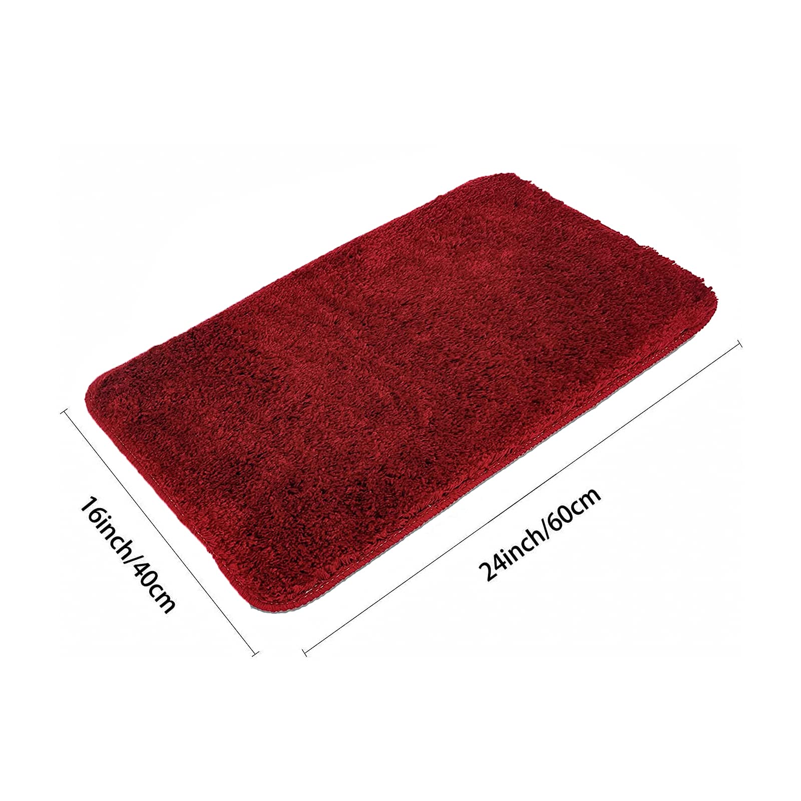 Eanpet Shaggy Bathroom Rugs Non-Slip Chenille Bath Mat for Bathroom Microfiber Water Absorbent Soft Bathroom Mats Shower Mat Machine Washable Bath Rug for Kids Shower Tub 16'' x 24'' Red
