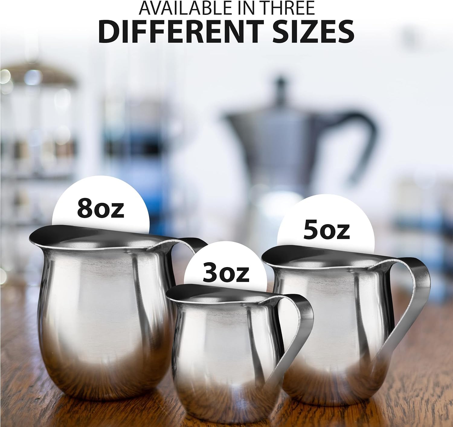 Ehomea2Z Stainless Steel Bell Creamer Espresso Shot Frothing Pitcher Cup Latte Art (4, 3 Oz)