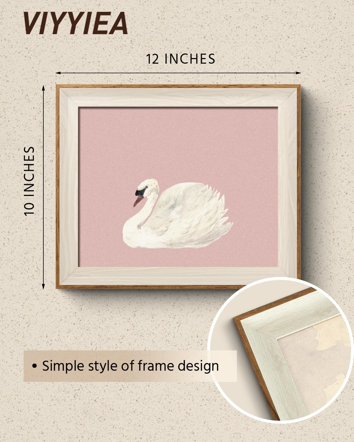 VIYYIEA Framed Wall Art for Living Room, Swan Canvas Prints, Pink Home Decor, Animals Painting Picture, Bathroom Wall Decor Gift