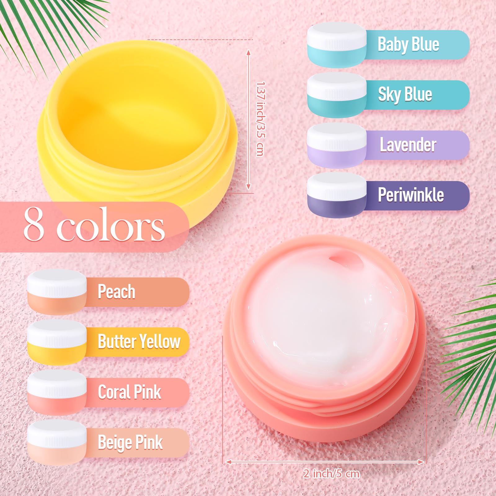 Meanplan 8 Pcs Travel Containers for Toiletries 1 Oz/ 30 ml Small Silicone Cream Jars with Lids Mini Cosmetic Jars Refillable Tr
