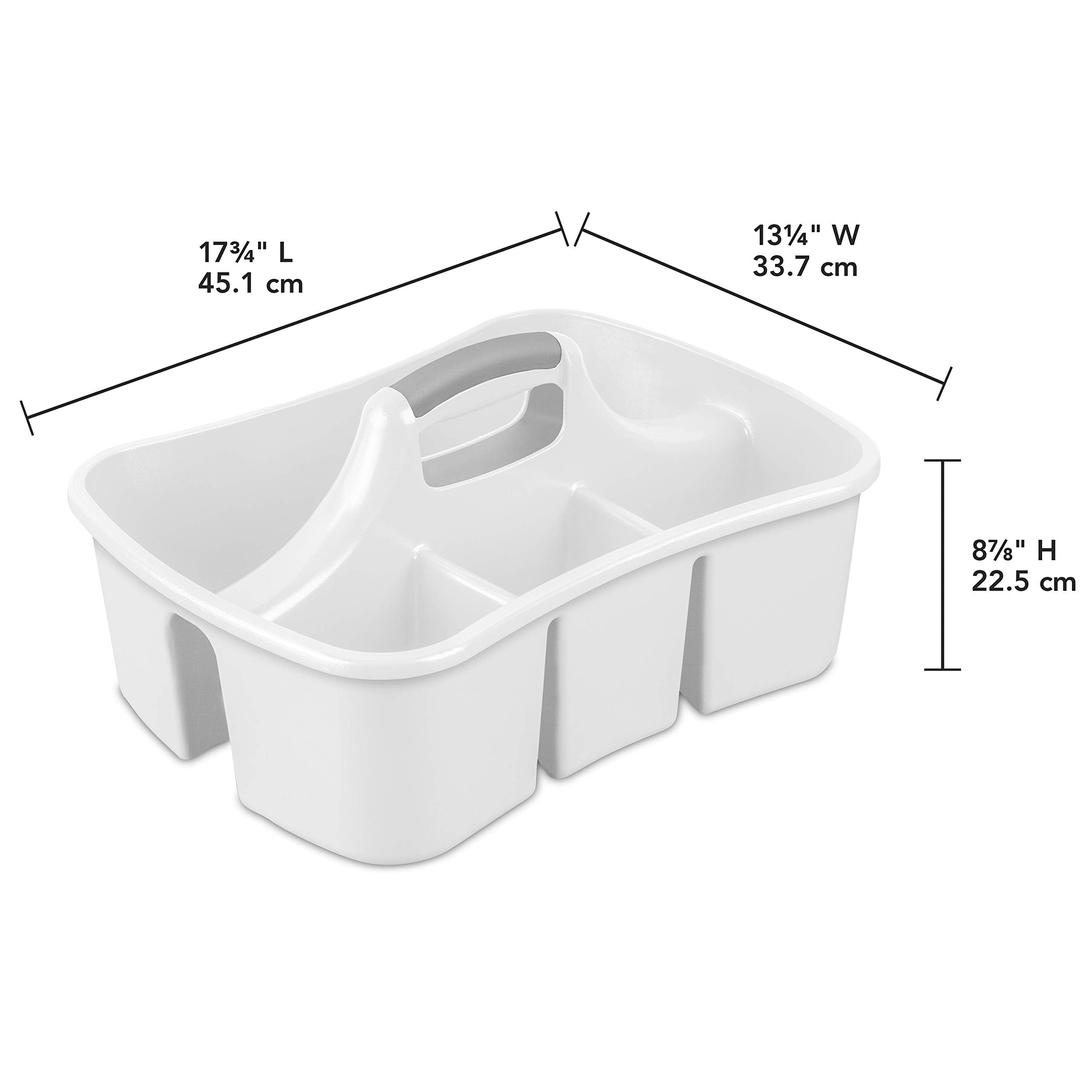 Sterilite Divided Ultra Caddy, Plastic, Portable Storage To Hold Bathroom And Cleaning Supplies, 5 Large Compartments And Handle