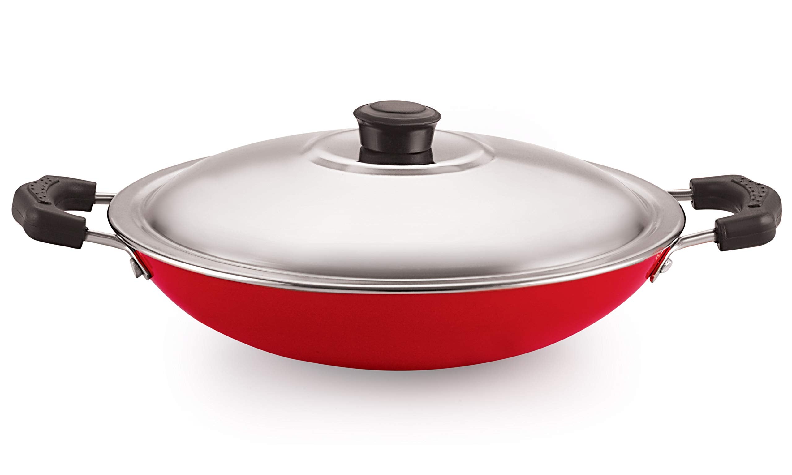 Nirlon Non Stick Aluminium Gas Compatible Appa Chatti/Appam Pan/Kallu With Steel Lid 22.5Cm - 1 Ltr(3_Mm_Ac_22)
