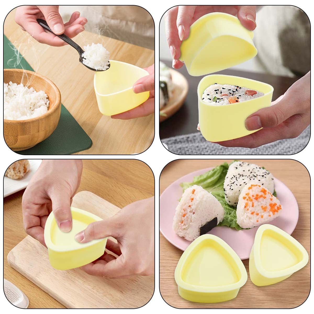 Yuntop 2 Pack Triangle Sushi Maker & 1 Pack White Rice Paddle Triangle Onigiri Rice Ball Mold Kit For Japanese Home Diy Children