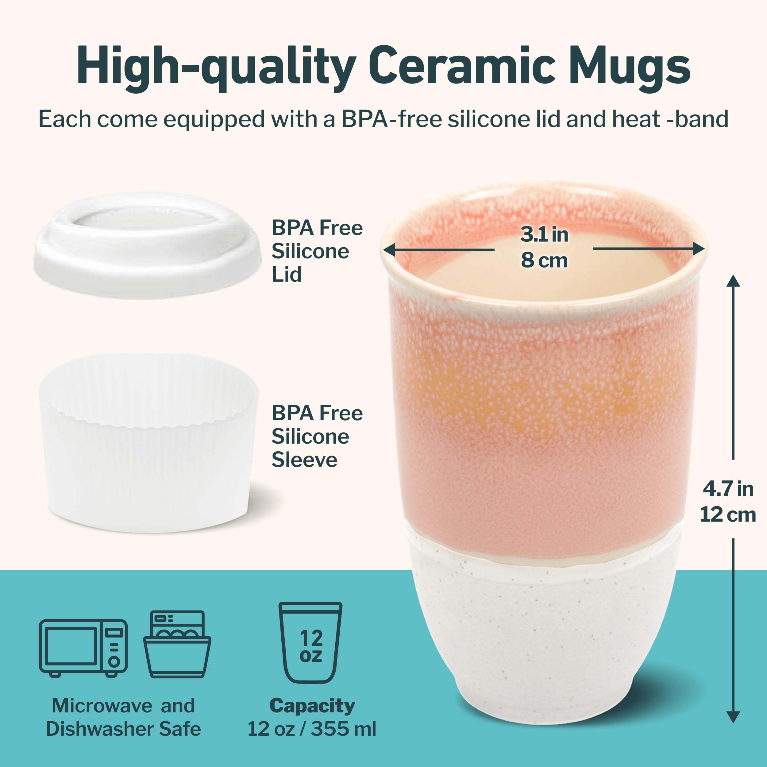 NOVA CERAMICS Travel Mug - Travel Coffee Mug - Iced Coffee Cup Unique to Go Mug - Microwave & Dishwasher Safe Coffee Pink Tumble