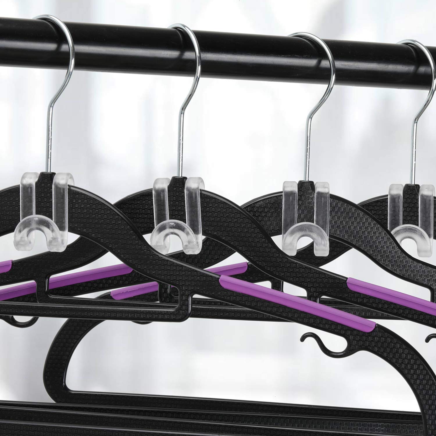 Mlici 70 Pack Connector Hooks for Hanger  Transparent Stackable Clothes Hangers with Hooks  Hanger Extender Clips Space Saving  Clear Velvet Hanger Cascading Hooks for Outfit Organizer