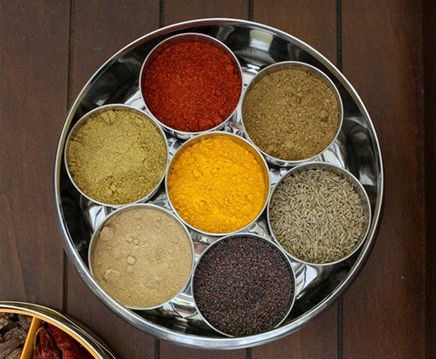Artisenia Mother'S Day Gifts Stainless Steel Spice Container 7 Containers And Small Spoon Orange See Through Masala Box Indian M