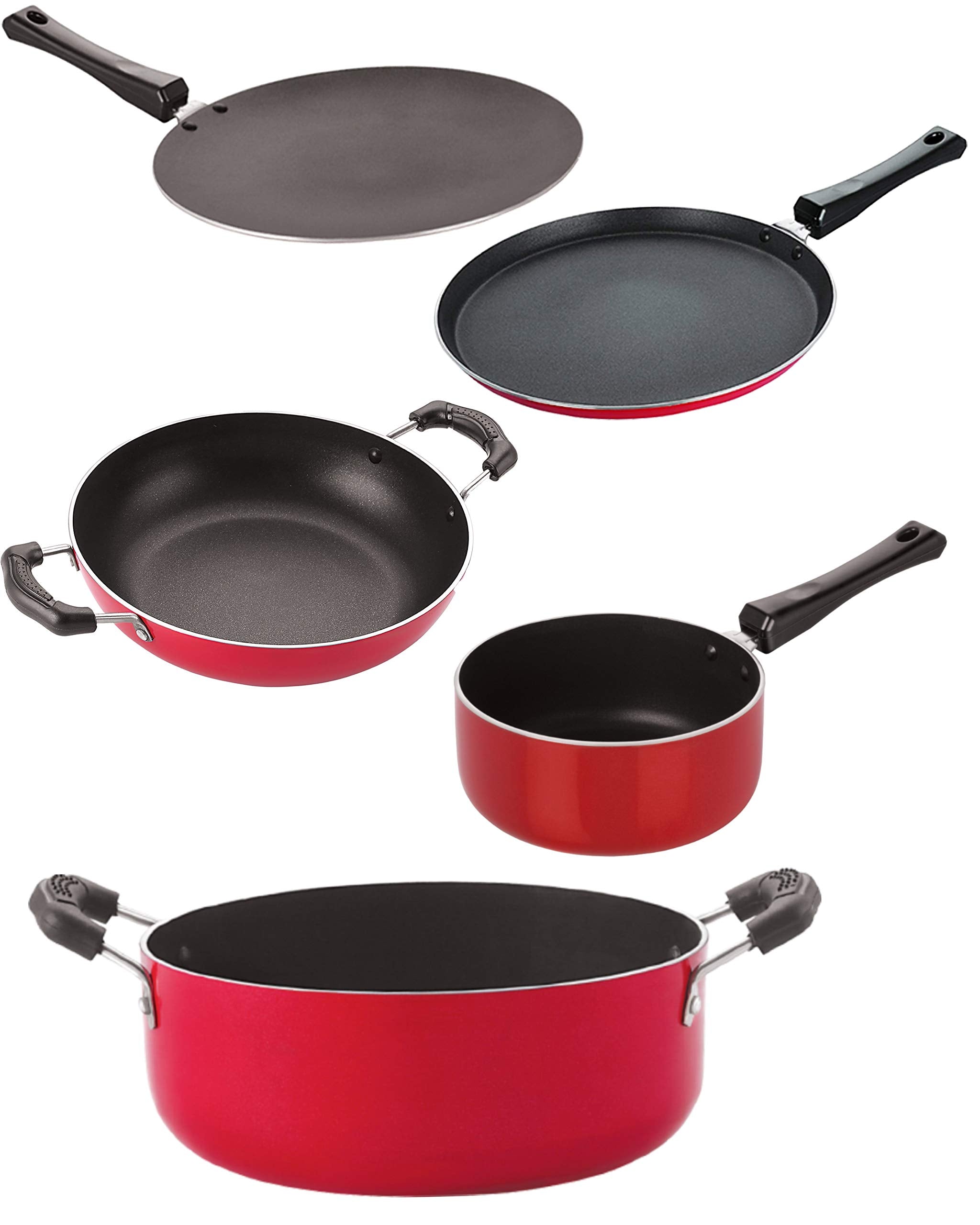 Nirlon NonStick Aluminium Cookware Set Of 5 Pieces (2.6Mm_Ct_Kd12_Spb_Cass22_Ft12)
