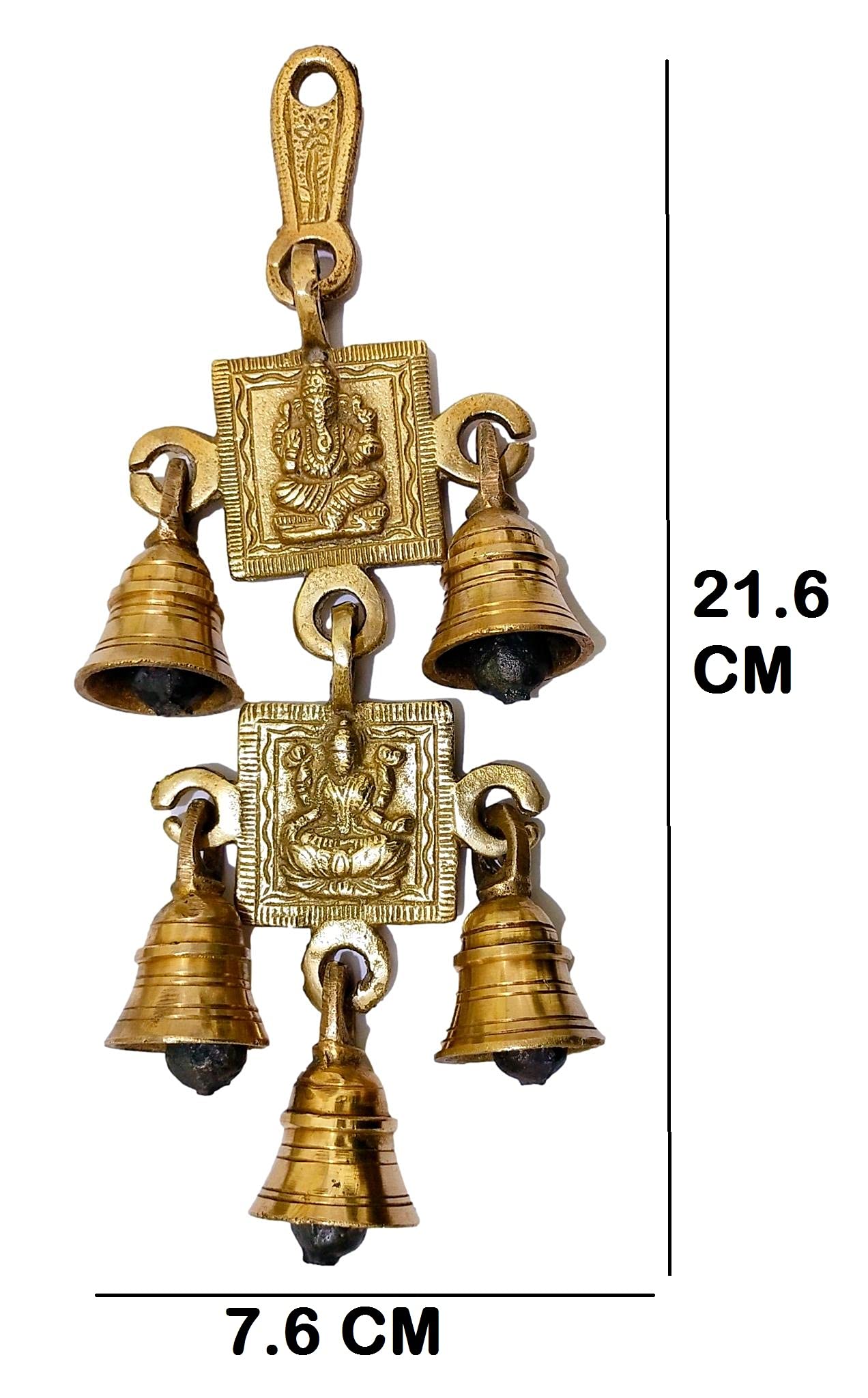 Athizay Brass Shubh Labh Hanging Ganesh Laxmi With Five Bells Wall | Door Hangings 8.5 Inch Long Decorative Hanging Showpiece Ho