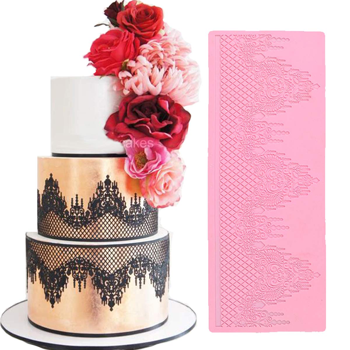 Anyana Novelty Giant Jewels Edible Lace Mat Silicone Imprint Mold Sugarcraft Wedding Cake Decorating Tools Impression Gumpaste T