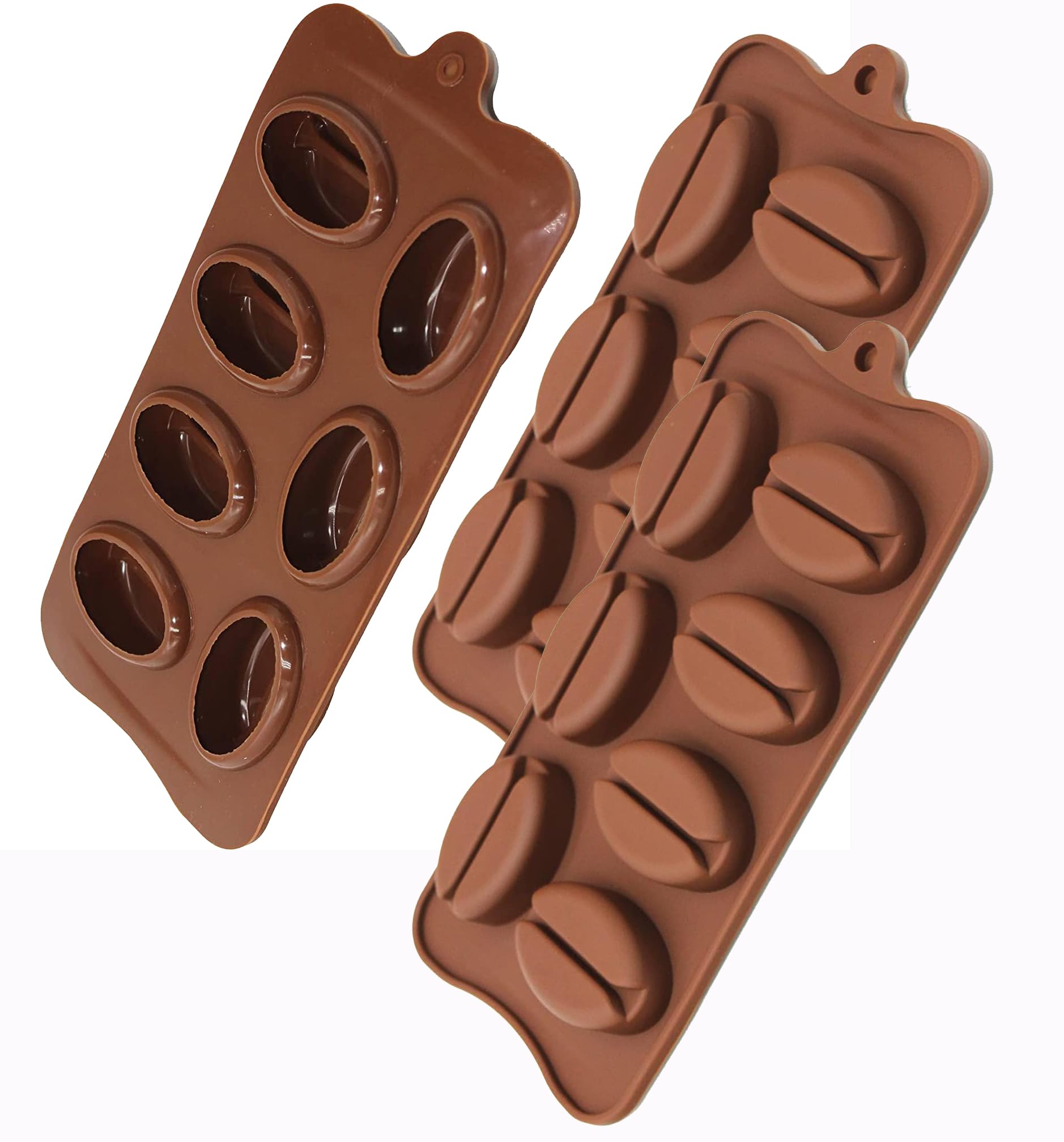 Coffee Bean Shape Silicone Mold For Soap, Candy Chocolate And Frozen Ice Coffee 3 Pack