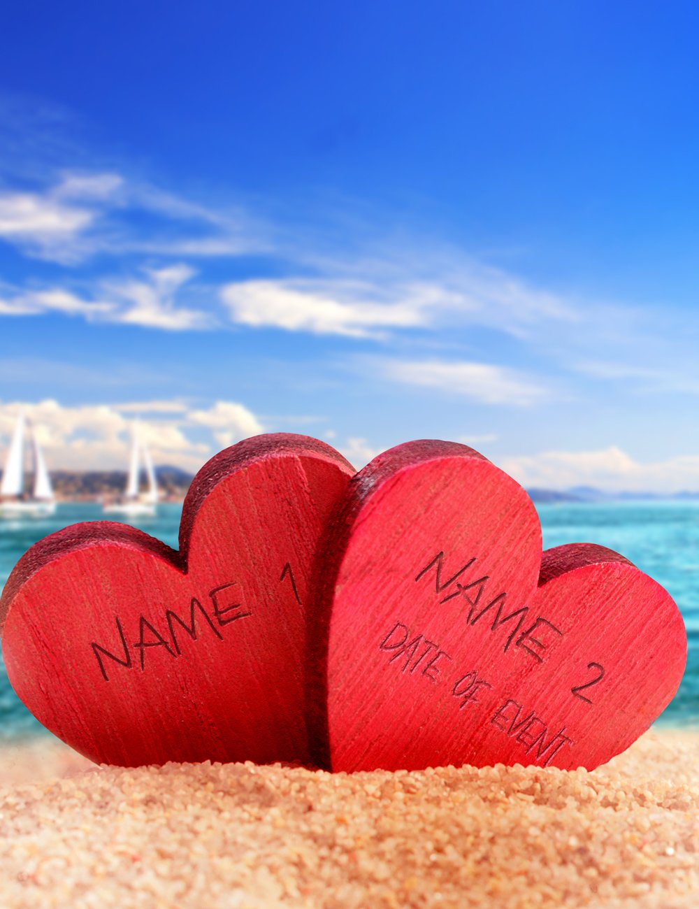 Ipic - Beach Lovers, Personalized Canvas Artwork With Names And Date On, Customized Gift For Anniversary, Wedding, Birthday And