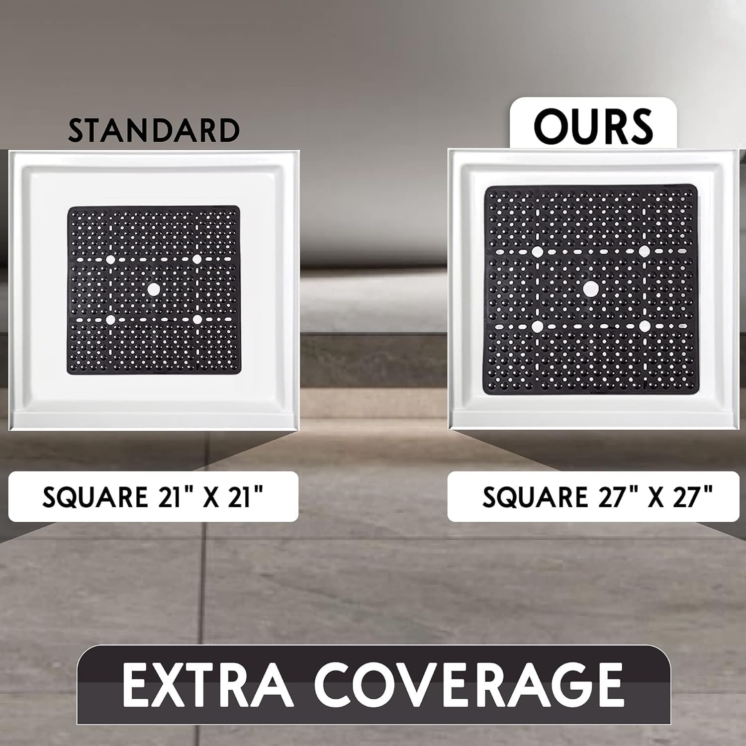 Enkosi Large Square Shower Mat - 27X27 Inch Non Slip Shower Mats - Green Shower Mats For Showers Anti Slip - Shower Non Slip Mat