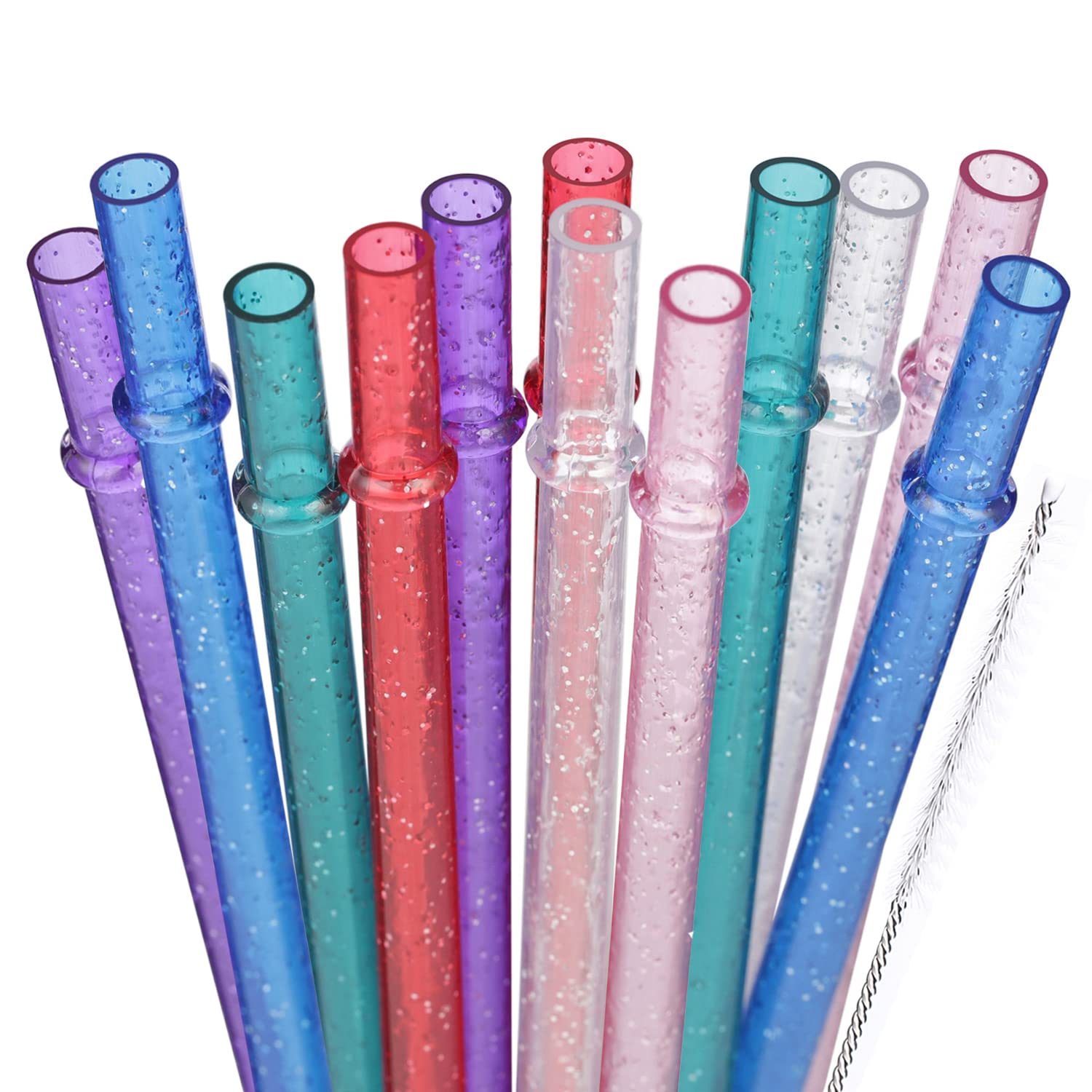 Dakoufish 12 Piece 12 Inch Glitter Sparkle Reusable Made Of Food Grade Hard Thick Tritan Material Dishwasher Safe Plus One Clean