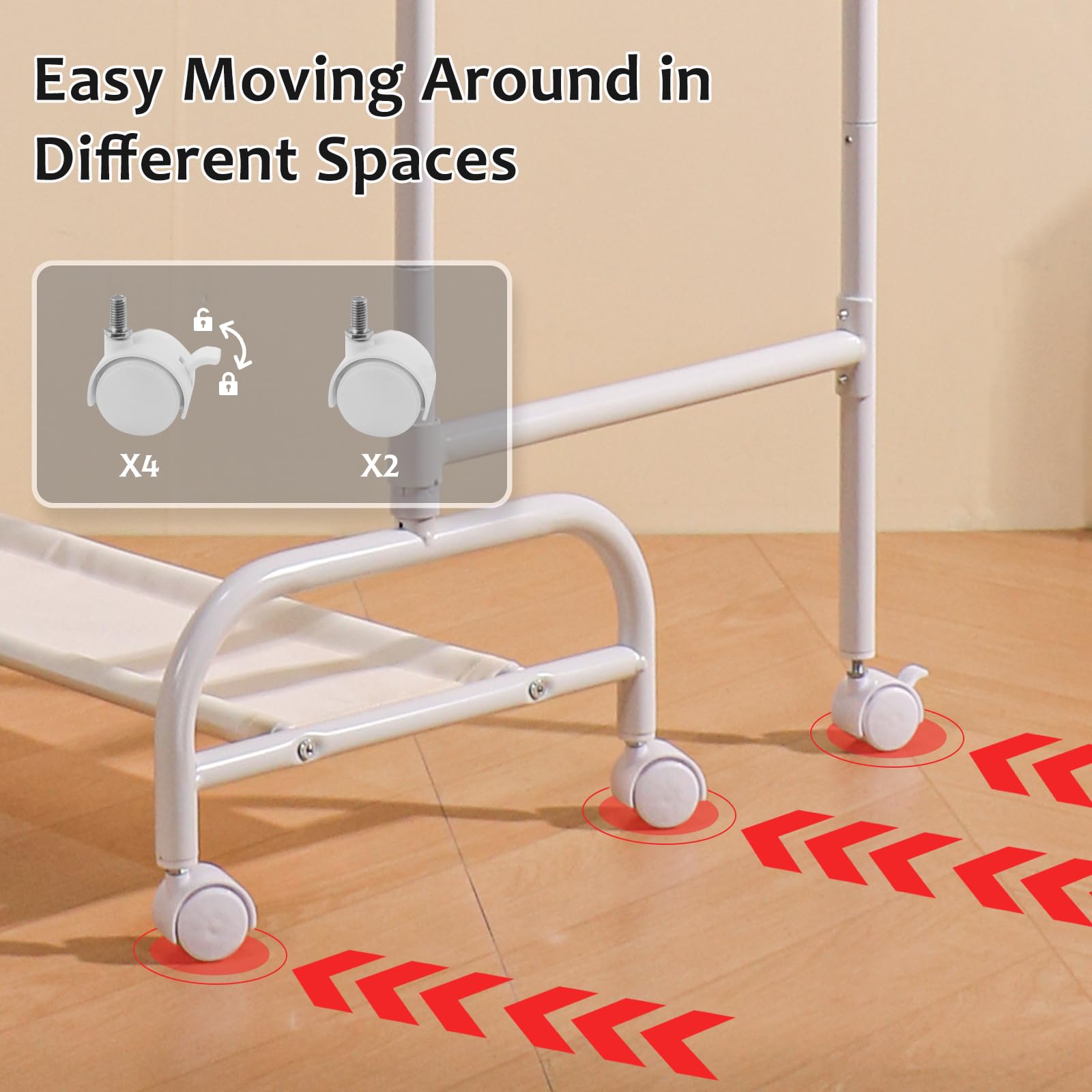 YGJT Multifunctional Kids Clothing Rack, Baby Garment Rack for Hanging Clothes with Wheels and Bottom Storage Shelf, Small Cloth