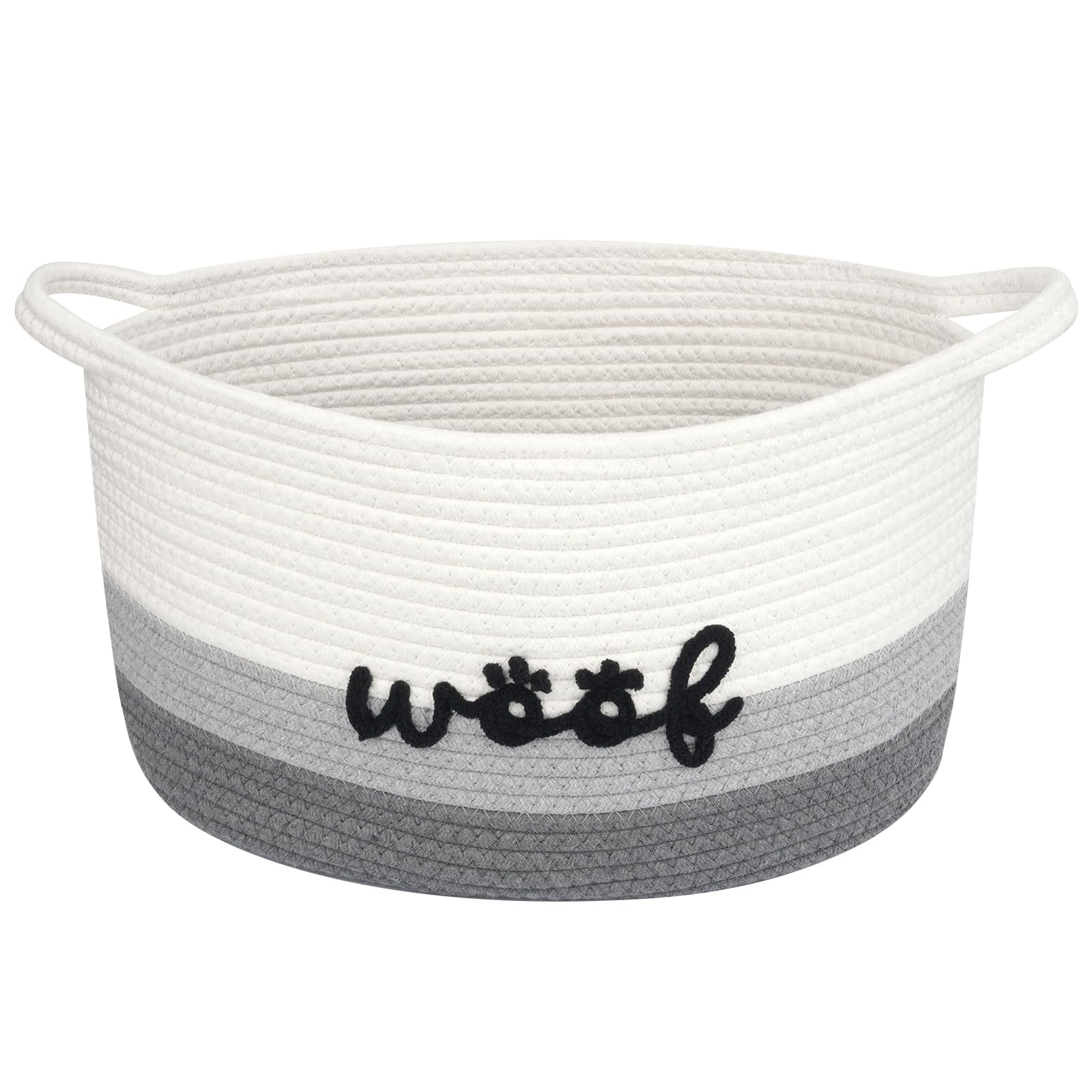 JEROKUMI Dog Toy Basket Cute Basket for Baby, Woven Basket Toy Box and Bin for Pet Cat, 15 X 10 X 9 (22L) Large Rope Basket for 