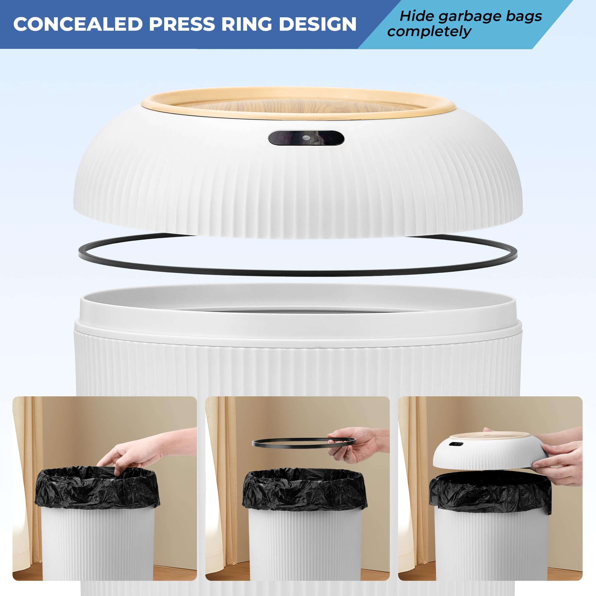Pukomc Smart Sensor Wastebasket, Convenient And Hygienic Easy To Use, Technology Sensor Waterproof Wastebasket Plastic Wastebask