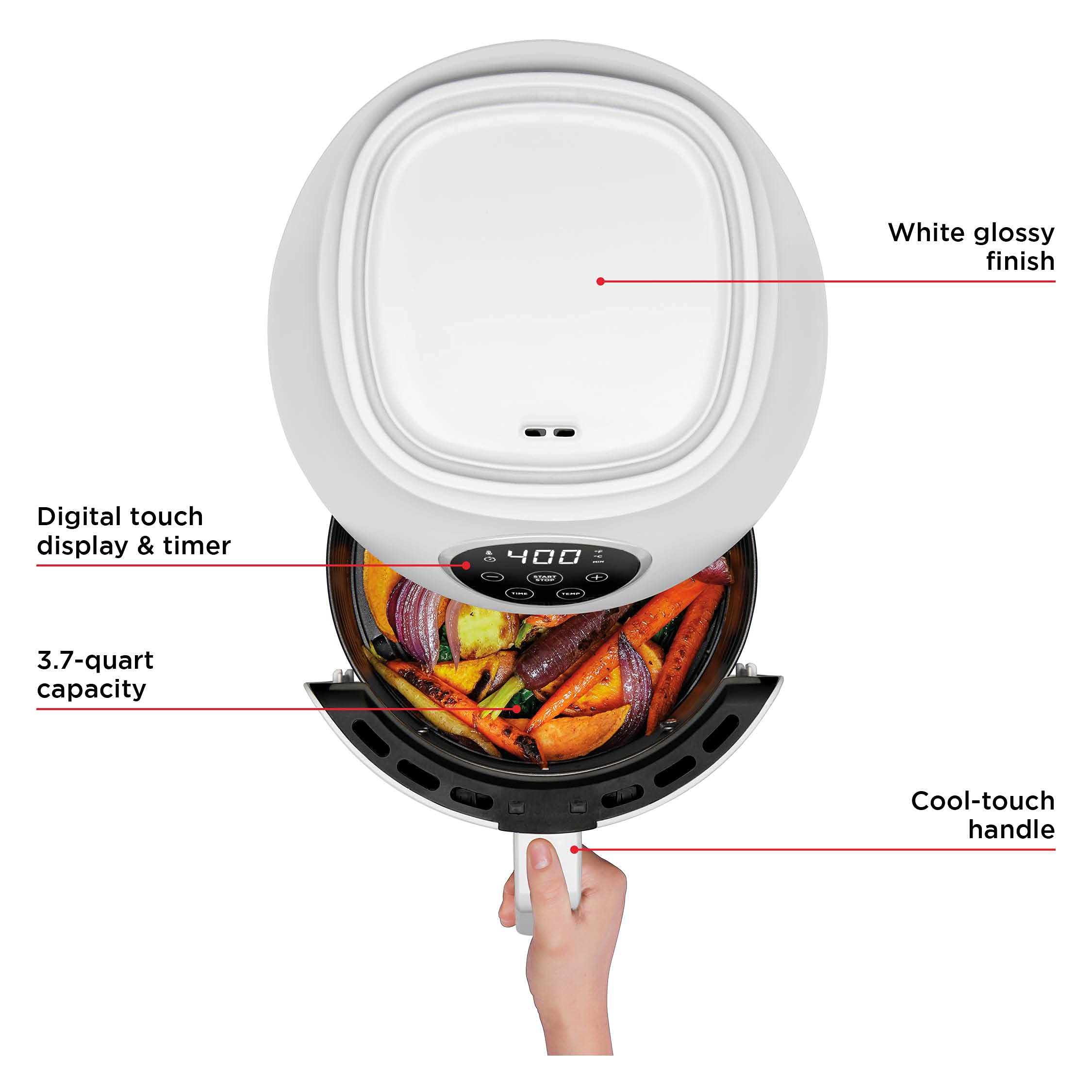 Chefman Small Air Fryer Healthy Cooking, 3.7 Qt, Nonstick, User Friendly And Digital Touch Screen, W/ 60 Minute Timer & Auto Shu