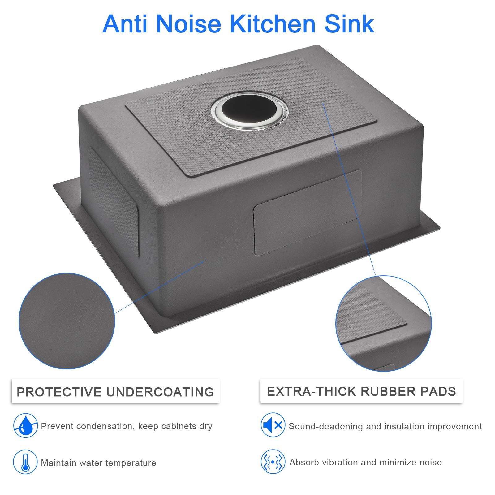 Menatt 22-Inch Drop In Kitchen Sink Brushed, Sus304 Stainless Steel Topmount Kitchen Bar Prep Sink, Single Bowl Workstation Kitc