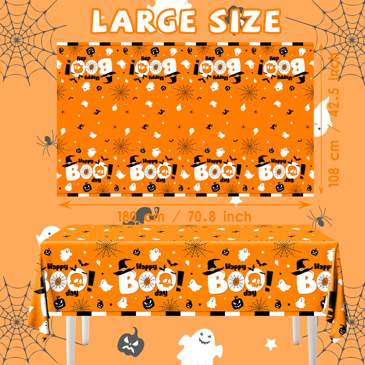 Lenyunge Boo Day Party Decorations,3pcs Halloween Party Boo Day Tablecloths Waterproof Plastic Ghost Table Covers Supplies for H