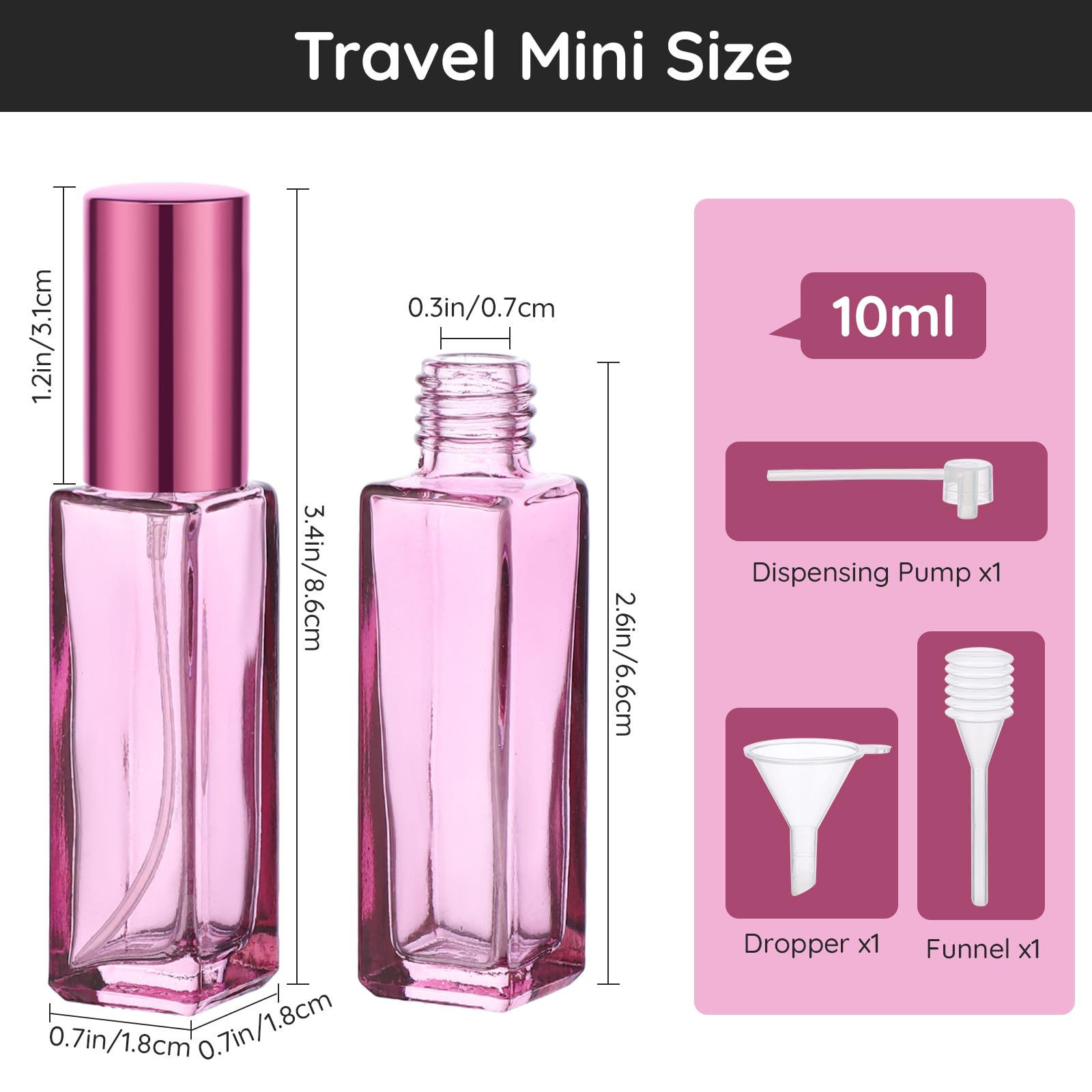 Segbeauty 5Pcs Perfume Travel Refillable, 10Ml Empty Atomizer Sprayer For Perfume, Mini Portable Glass Spray Bottle Perfume Disp