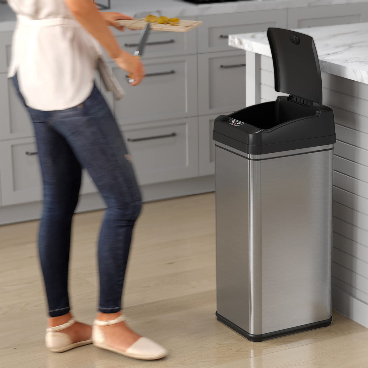 Itouchless 13 Gallon Sensor Trash Can With Ac Adapter, Battery-Free St ...
