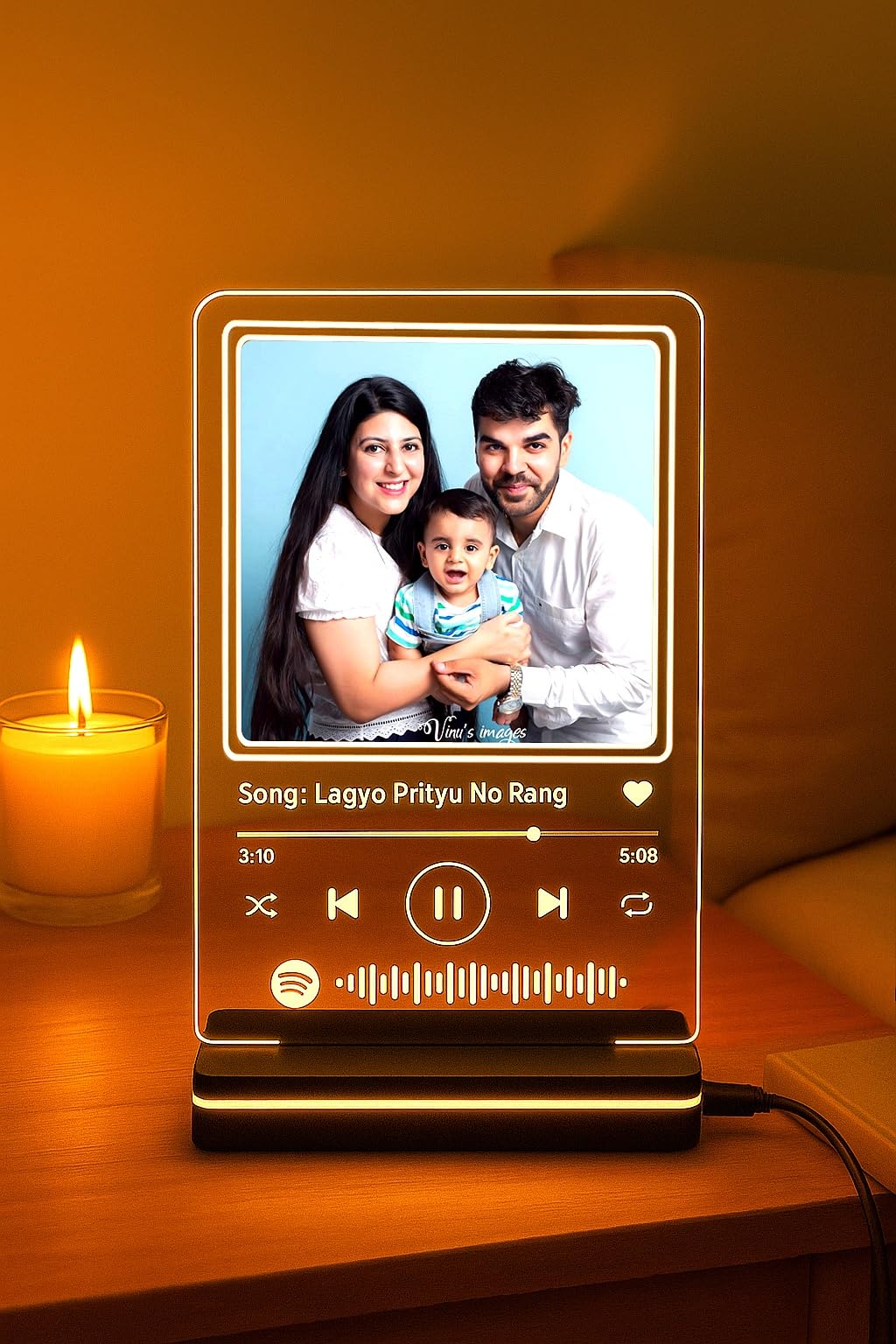Srikara Samanyu Enterprises Customized Photo And Song Spotify Led Plaque | Personalized Printed Oblong Frame With Scannable Code