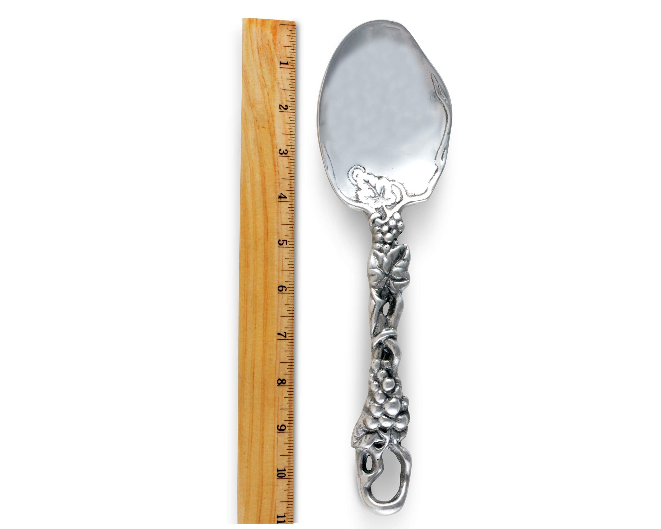 Arthur Court Designs Metal Buffet Serving Spoon In Grape Pattern Sand Casted In Aluminum With Artisan Quality Hand Polished Desi