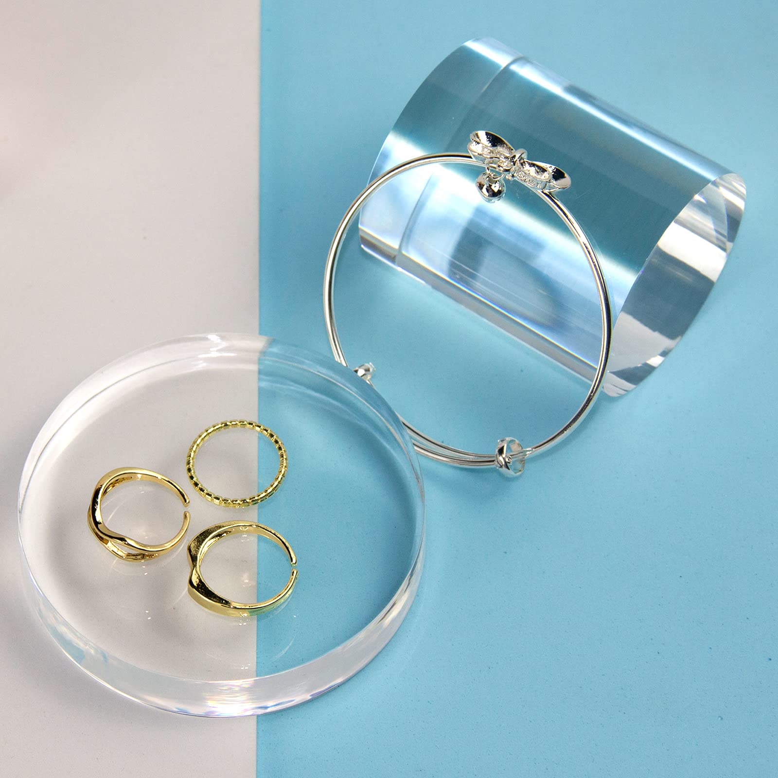 Kcgani Clear Polished Acrylic Cube Cylinder Round Photo Props, Transparent Solid Acrylic Display Blocks For Photography Boutique