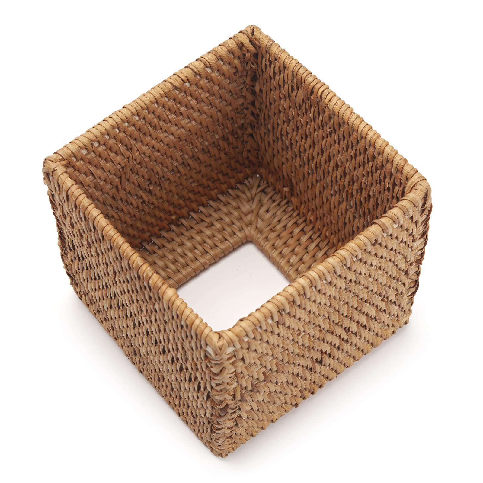 Rattan Tissue Box Cover Natural Woven Facial Napkin Holder Square (Natural, 5.5X5.5X5.9 Inch)