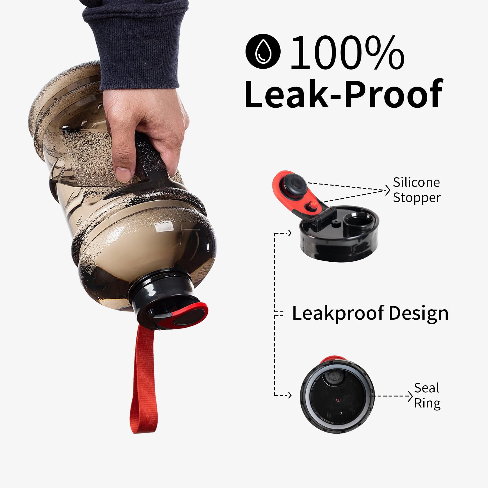 TOOFEEL 2.2L Half Gallon Water Bottle BPA Free - Ideal for Gym  Big Water Jug  Reusable Sports Bottle with Measurements Marked Drink Container (74oz Clear Black Water Bottles)