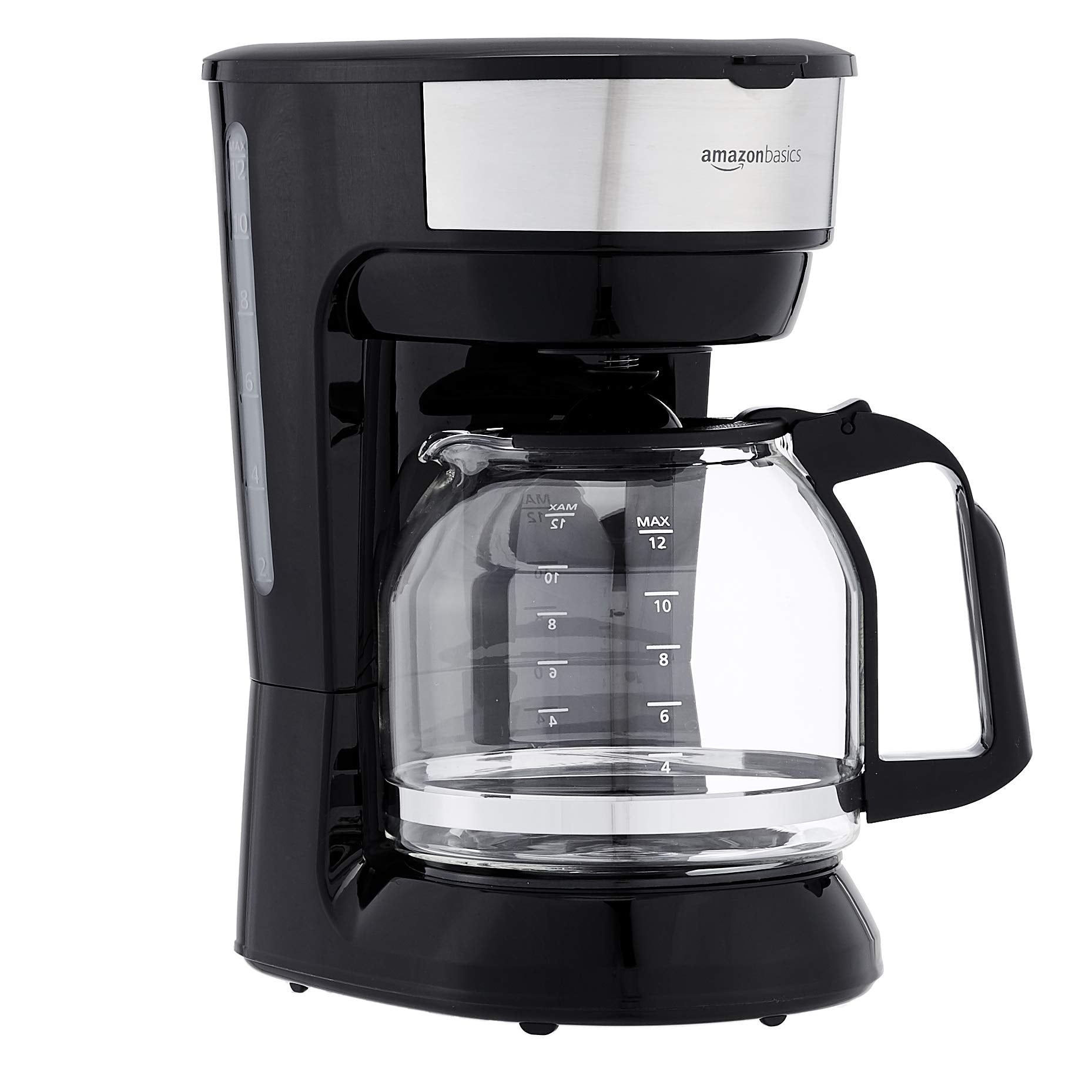 Amazon Basics 12-Cup Coffee Maker With Reusable Filter, Coffee Pot, Coffee Machine, Black And Stainless Steel