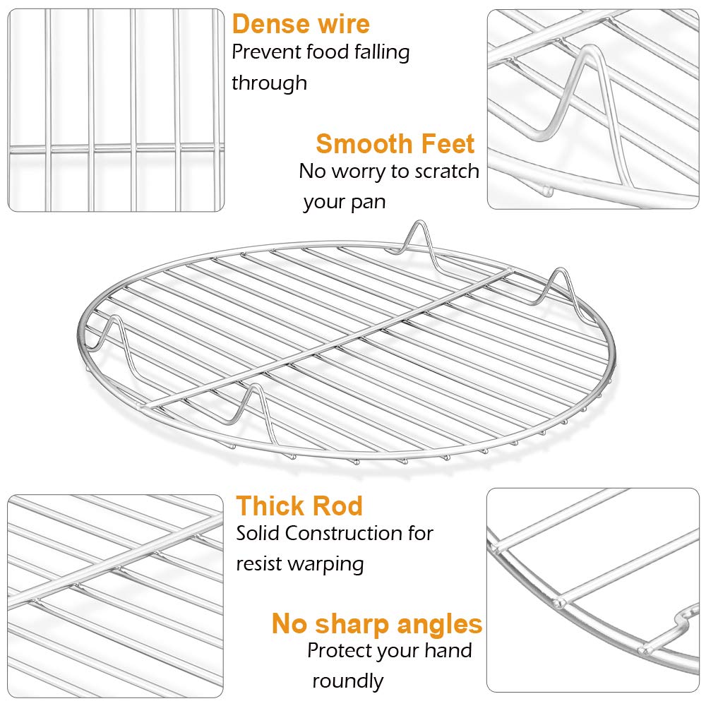 P&P Chef Round Cooking Rack, 3 Pcs (7    & 9    & 10   ), Baking Cooling Steaming Grilling Rack Stainless Steel, Fits Air Fryer/