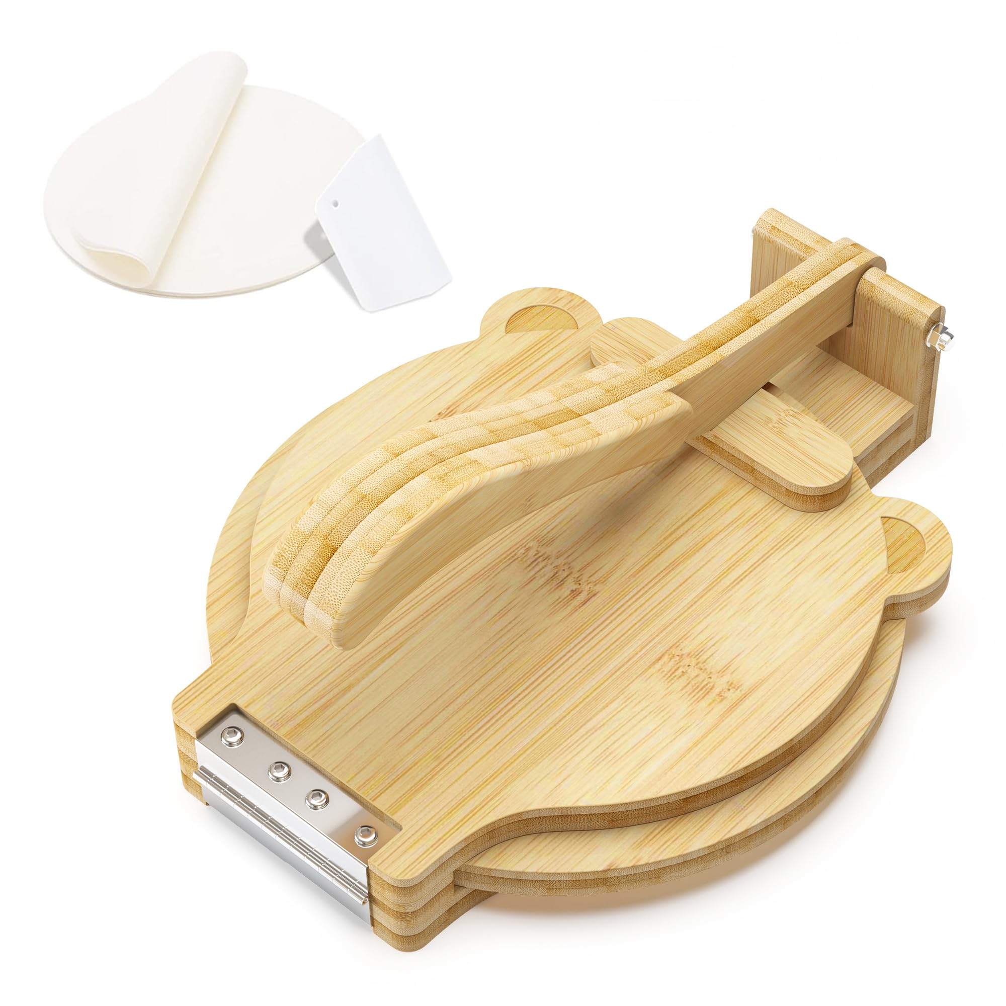 Tortilla Press 10 Inch- with 50pcs Parchment Paper and Dough Scraper-Quesadilla & Tortilla Makers, Homemade Mexican Tortillas, R