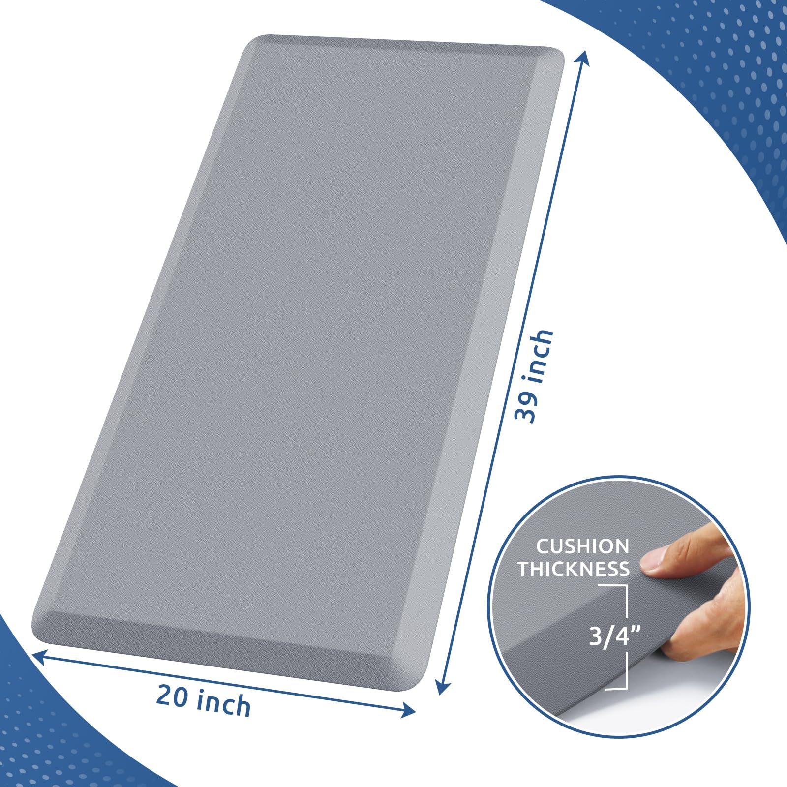 Kitchenclouds Kitchen Mat Cushioned Anti Fatigue Rug 20X39 Waterproof, Non Slip, Standing And Comfort Desk/Floor Mats For Ho