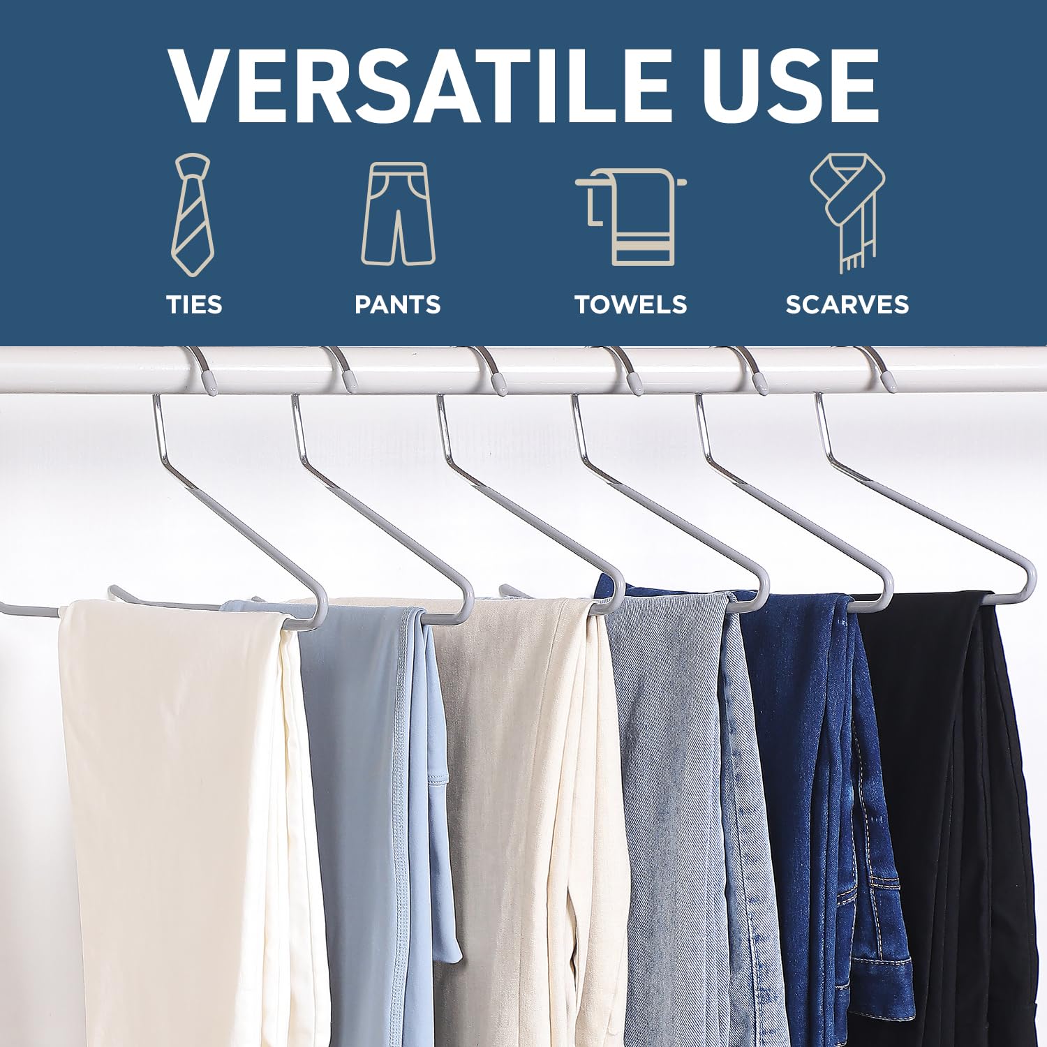 Lifemaster Metal Pants Hanger Set - 30 Pieces Elegant Non-Slip Closet Space Saving Hanger Set For Pants, Trouser, Blankets, And