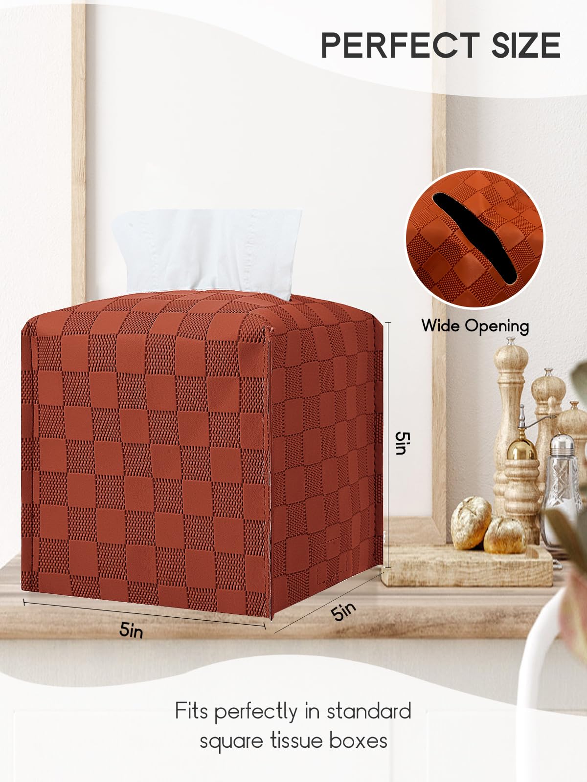 Tissue Box Cover, Tissue Box Holder Square, Tissue Holders Decorative Organizer For Home Decor, Tabletop And Car, 5''X5''X5'' (C