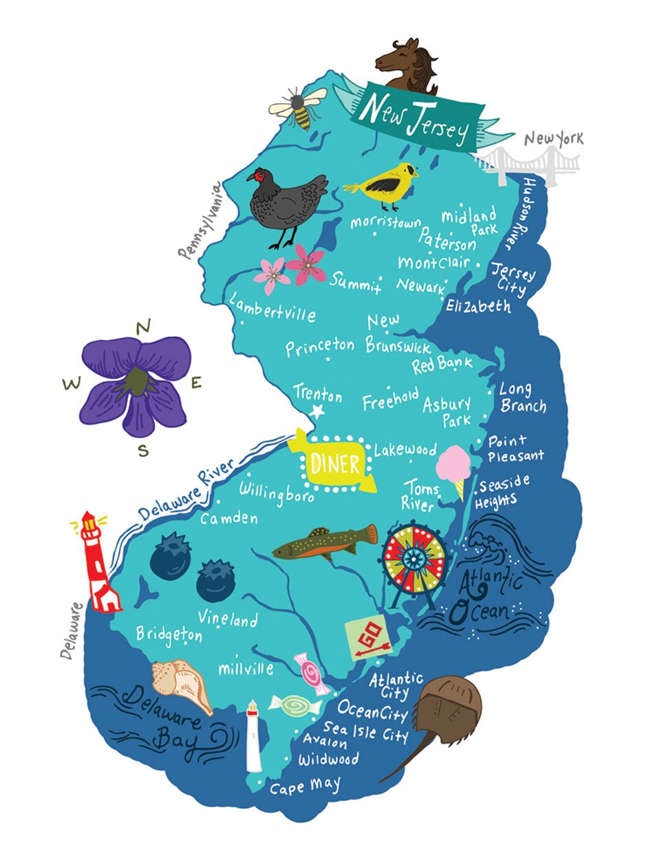 Allport Editions Hello : New Jersey Kitchen Towel - 100% Cotton Kitchen Dish Towel