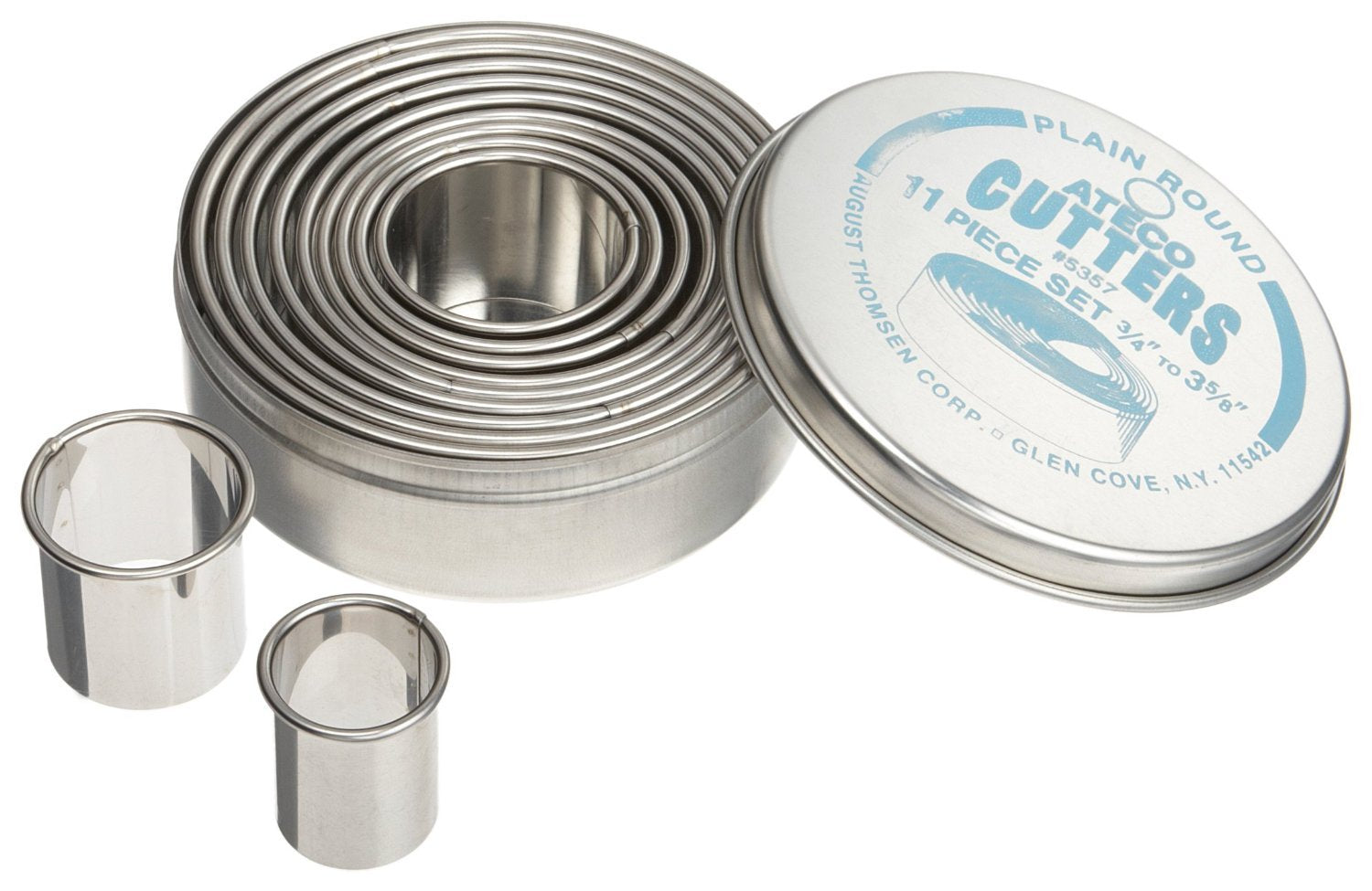 Ateco Plain Edge Round Cutters In Graduated Sizes, Stainless Steel, 11 Pc Set