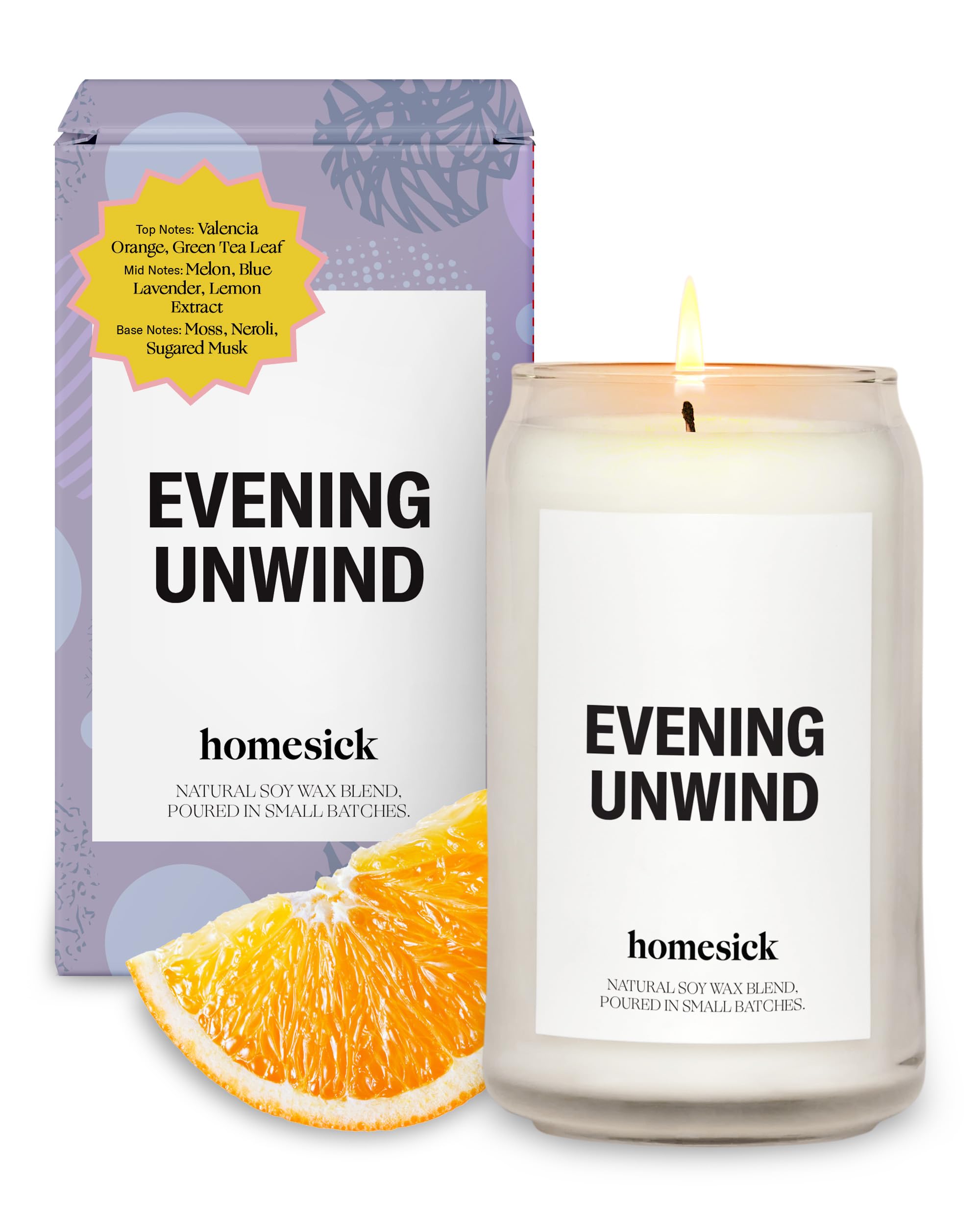 Homesick Scented Candles for Home (Evening Unwind) - 13.75 oz Long-Lasting Natural Soy Wax Blend Jar Candle Gifts for Women & Me