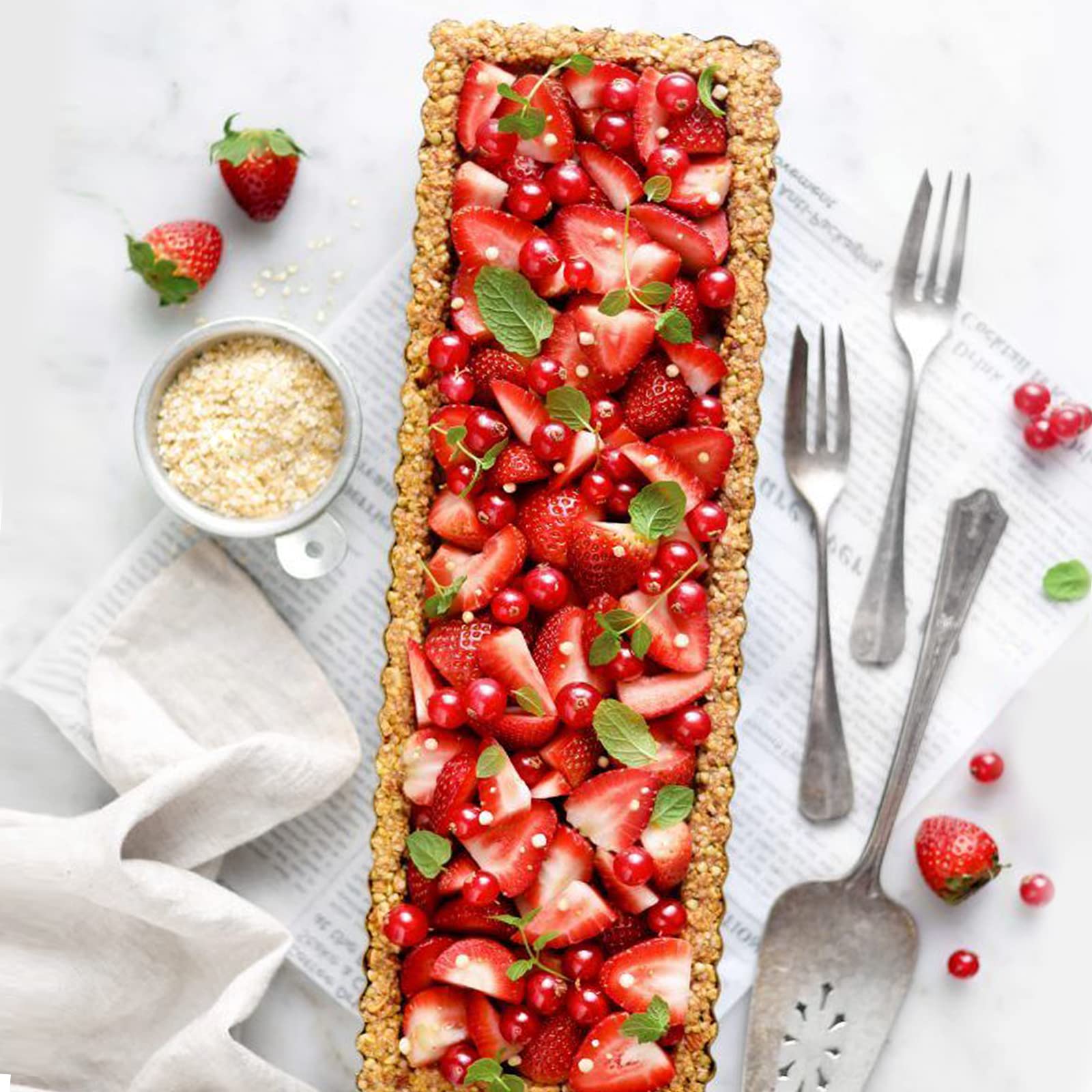 Tiawudi 2 Pack Rectangular Tart Pan, Non-Stick Quiche Pan With Loose Bottom, The Fluted Edges On Your Tarts And Quiches,13 7/8 I