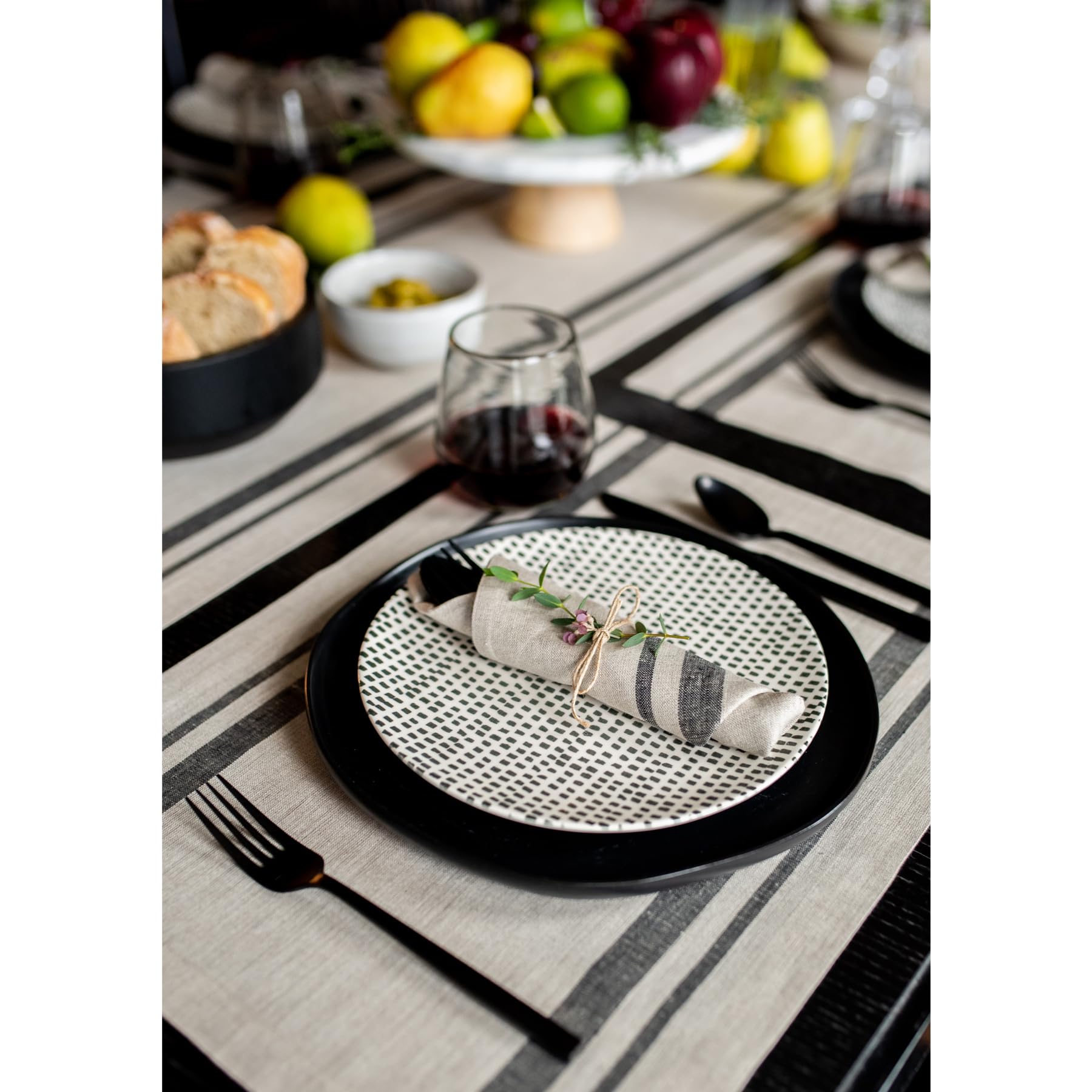 Solino Home French Linen Placemats Set Of 4 - 100% Pure Linen Summer Navy And White Placemats 14 X 19 Inch - Machine Washable St