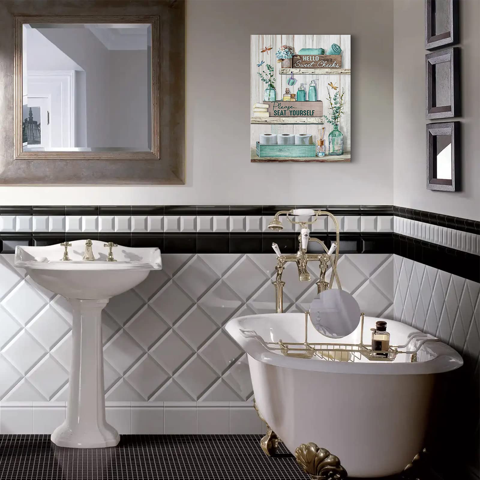 Bathroom Decor Canvas Wall Art Rustic Bathroom Sign Please Seat Yourself Print Paintings Turquoise Bathroom Pictures Modern Home