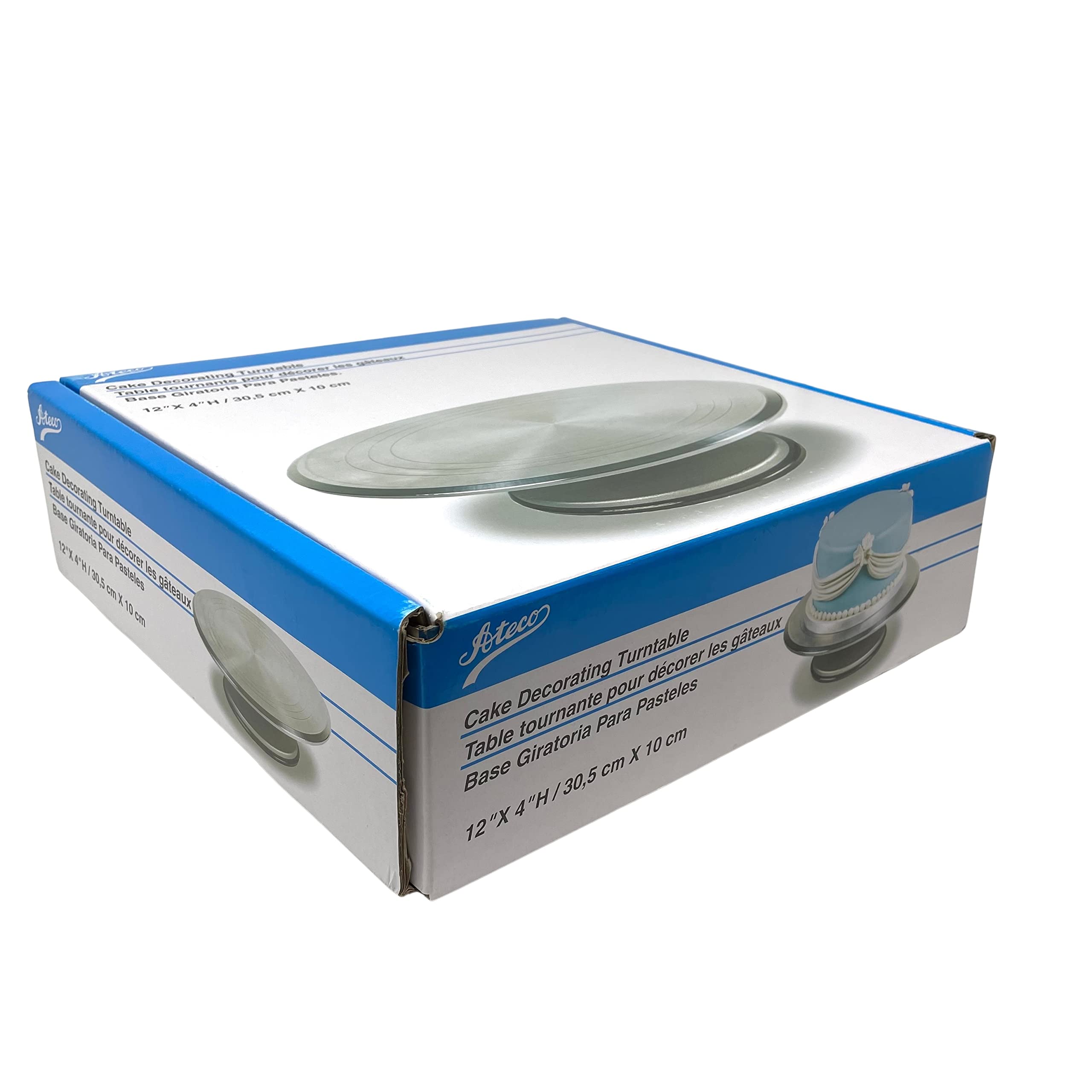 Ateco Revolving Cake Decorating Stand, Aluminum Turntable And Base With Non-Slip Pad, 12-Inch Round