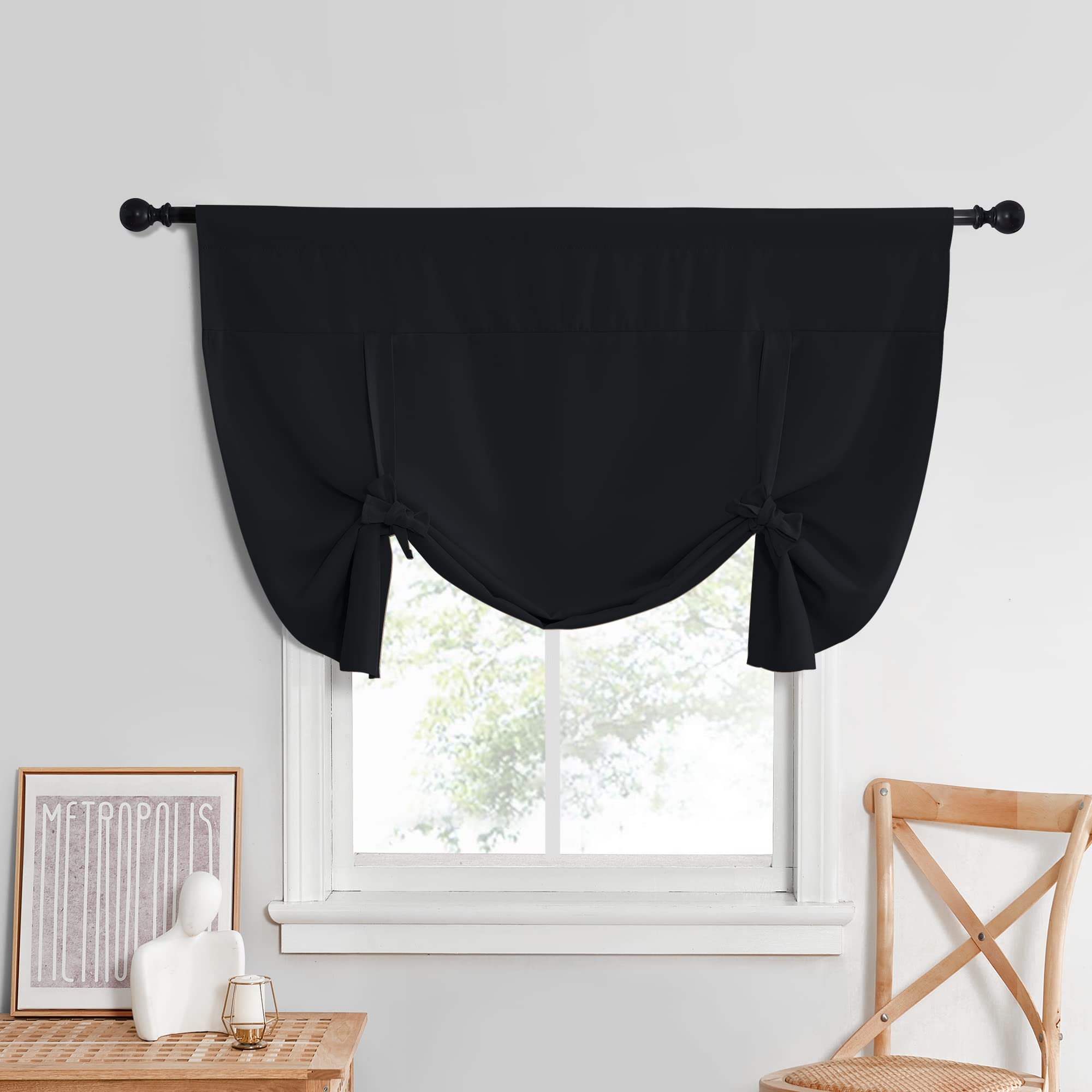 NICETOWN Halloween Curtains for Bedroom - Blackout Window Shade Tie Up Curtain Blinds for Privacy Protect Panels in Adjustable S