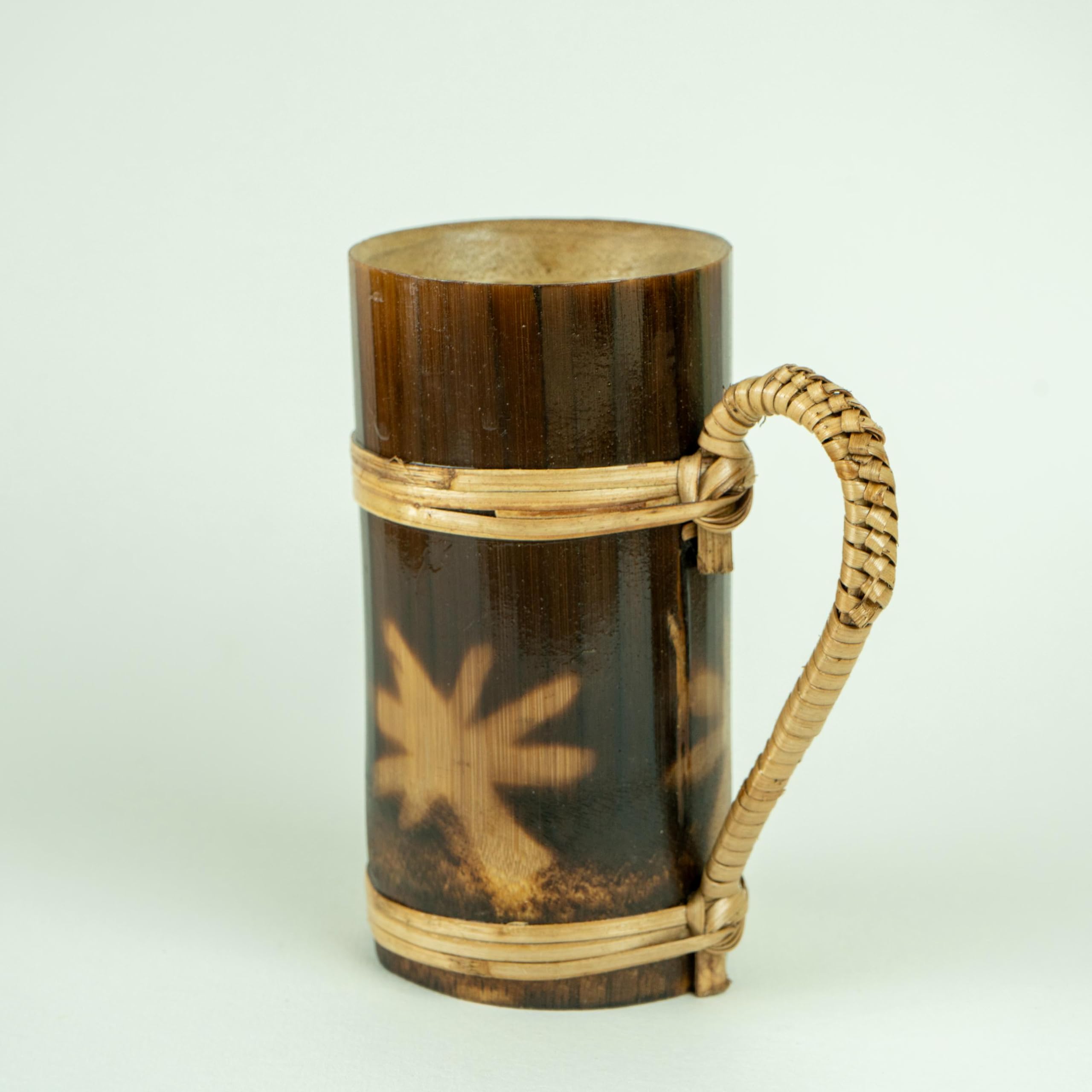 JUNSU CRAFT EcoFriendly Bamboo Coffee Cup with Handle  Reusable & Sustainable Mug for Hot & Cold Drinks, LeakProof, BPAFree,